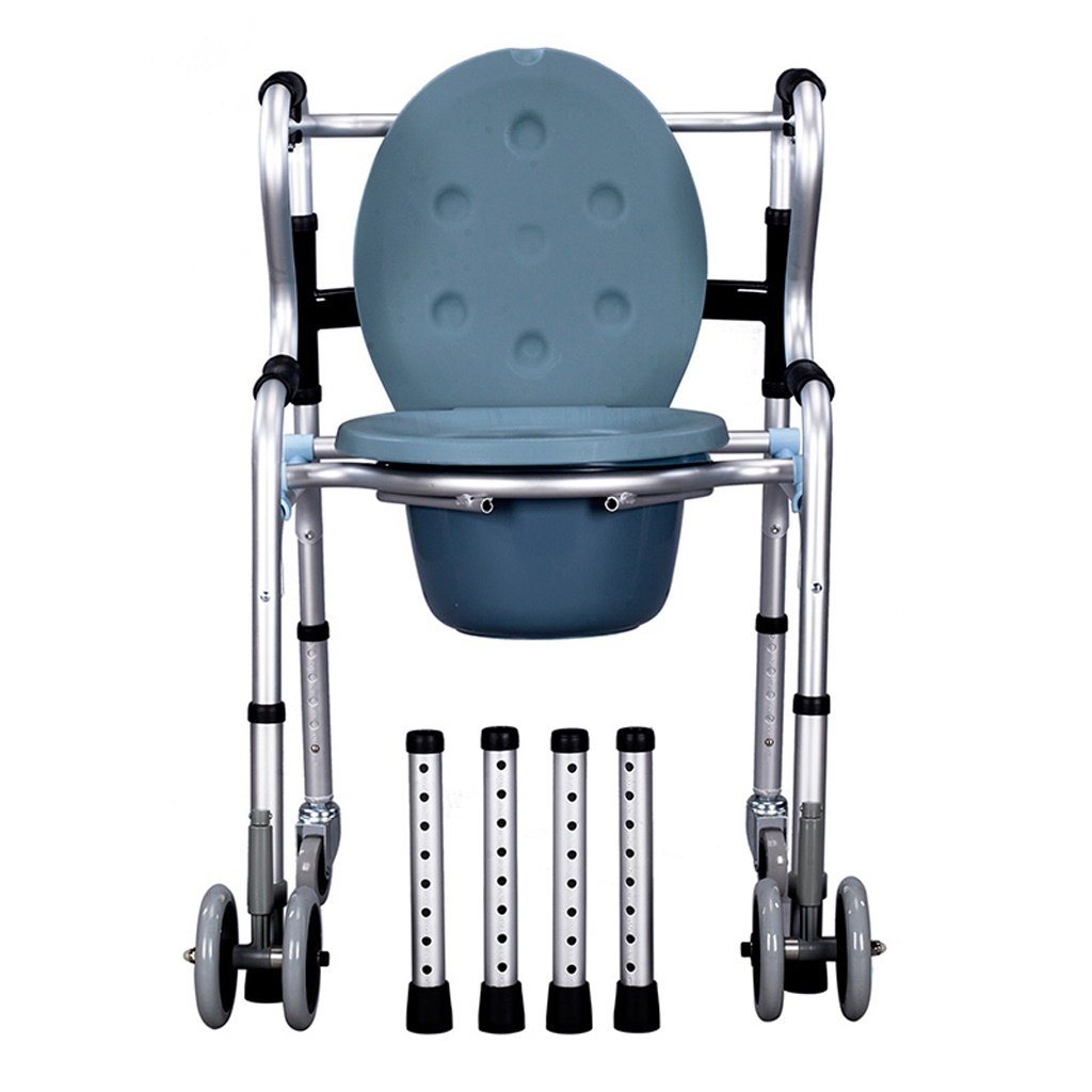 Adjustable Height Collapsible Toilet Chair - Sturdy Waterproof Bath Seat with Safety Belt & Wheels for Elderly, Pregnant Women & Mobility Assistance - Ideal for Home Care, Post-Surgery Recovery & Disabled Accessibility