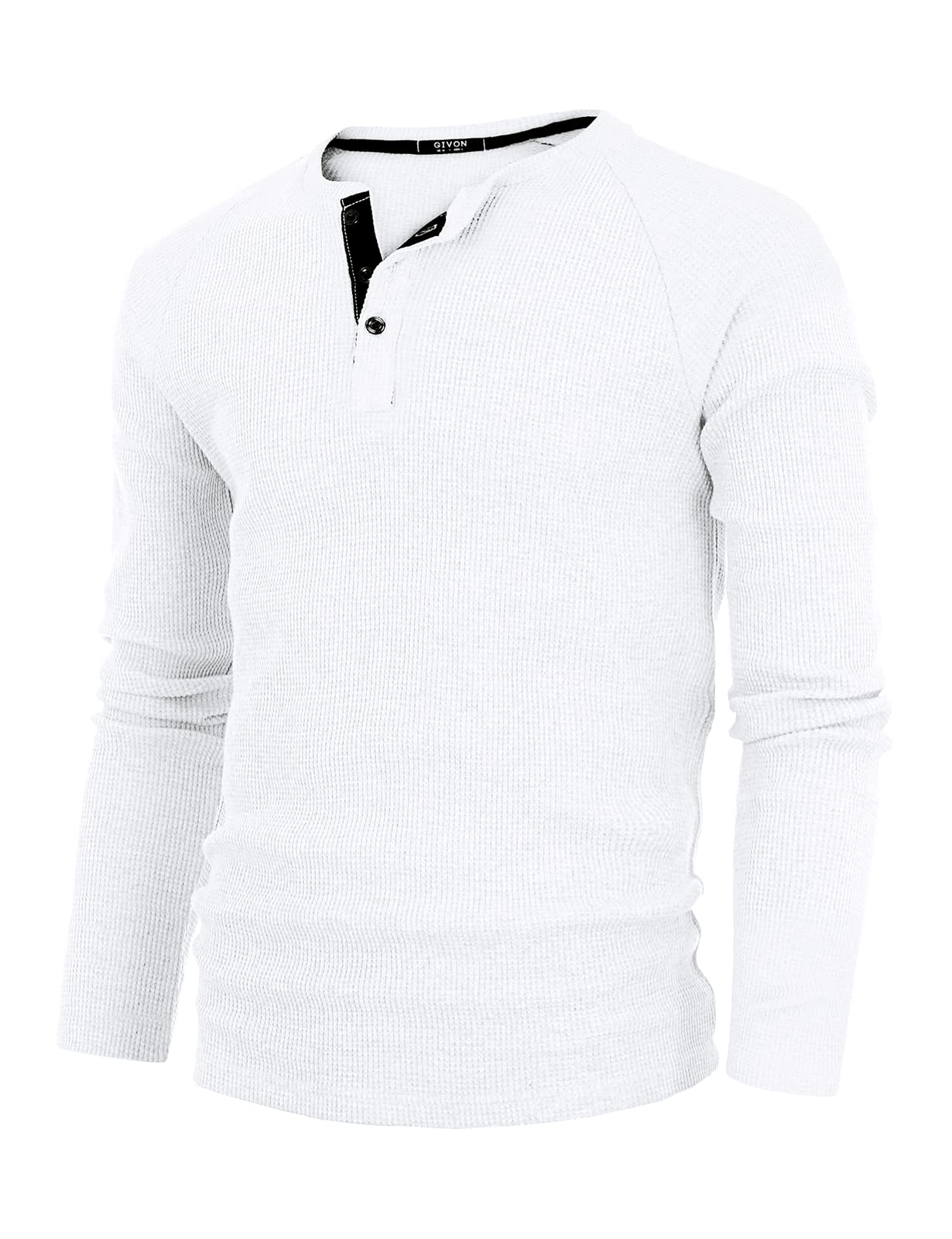 GIVON Men's Slim Fit Casual Lightweight Waffle Henley Shirt - Breathable Long Sleeve Button-Up Top for Everyday Wear, Date Night & Outdoor Activities