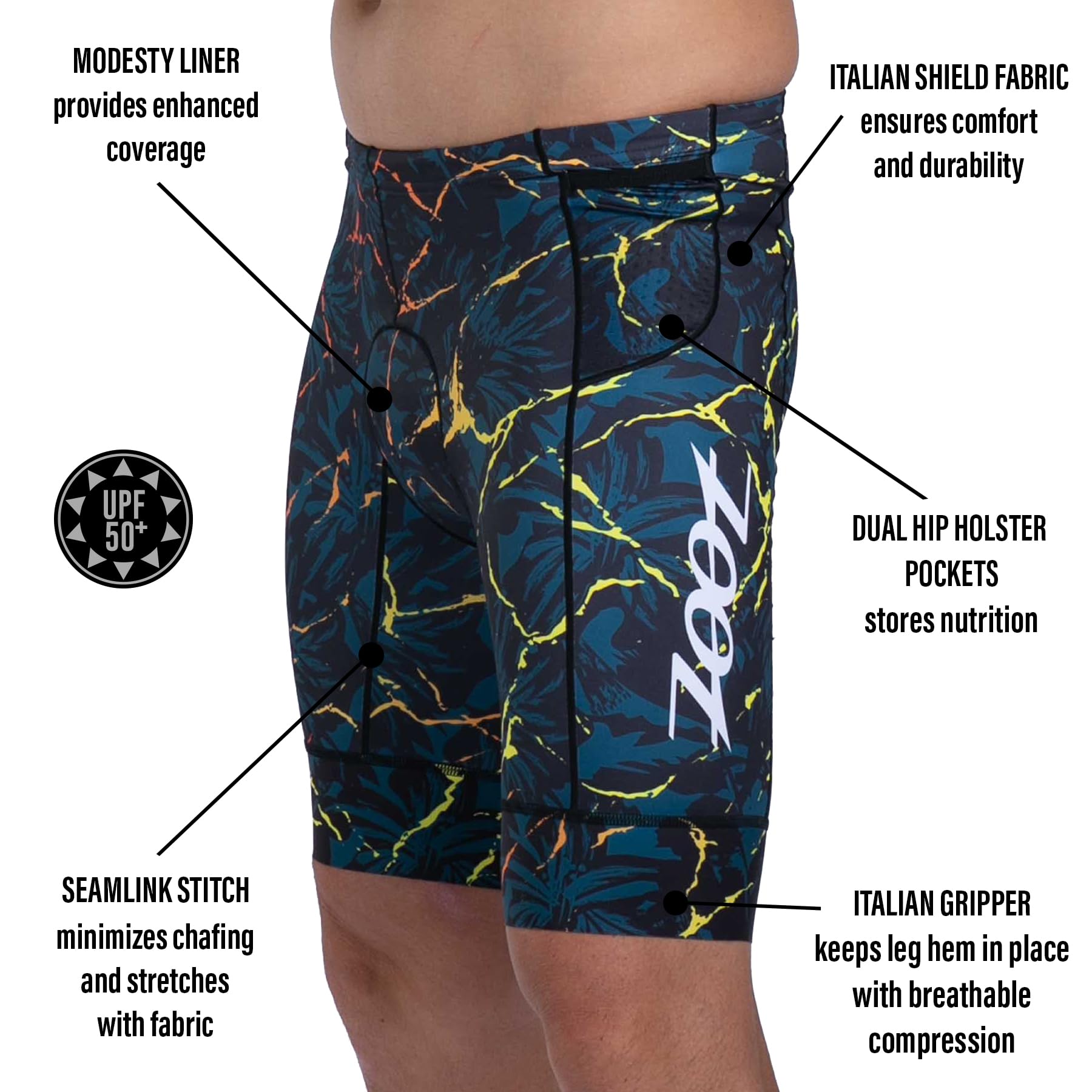 Zoot Men’s LTD 9-Inch Triathlon Shorts - Quick-Dry UPF 50+ Swim Bike Run Cycling Shorts with Padding for Endurance Training & Competition | Perfect for Triathletes, Cyclists & Runners