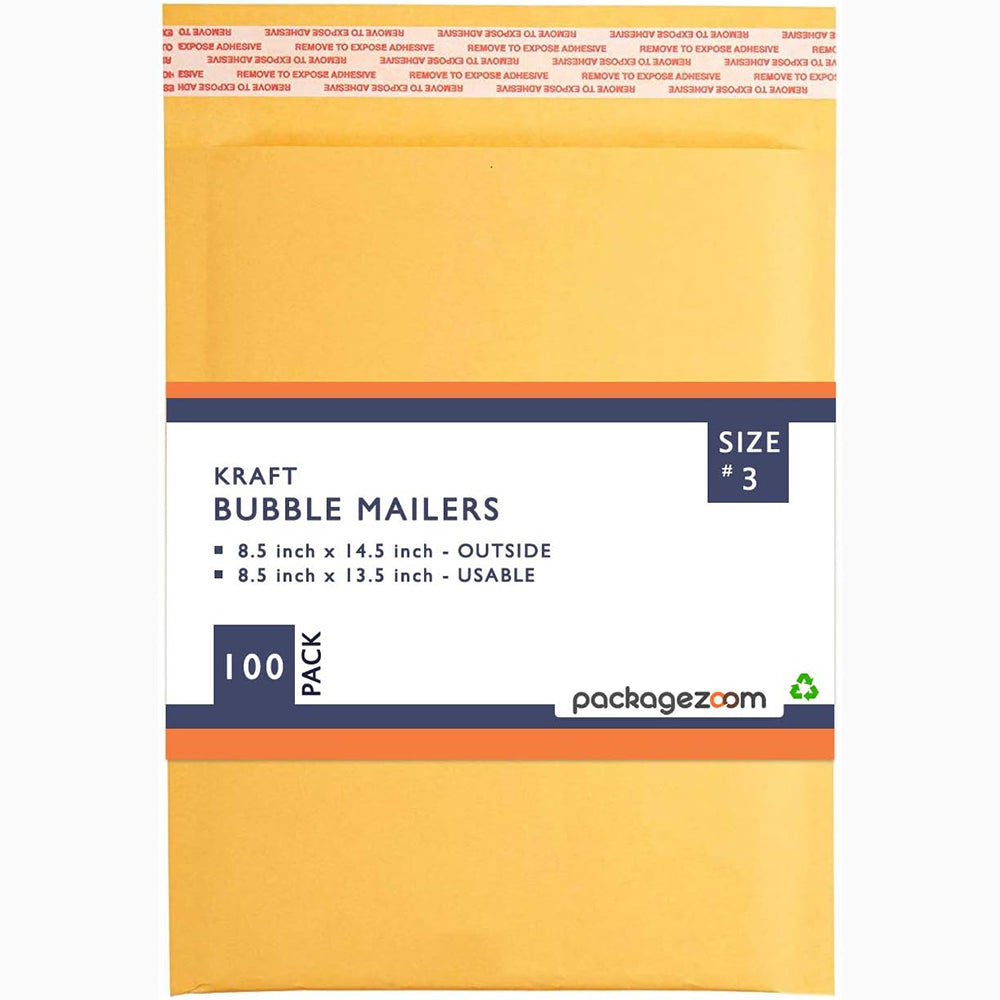 100 Pack 8.5 x 14.5 Inch Kraft Bubble Mailers - Padded Shipping Envelopes for Pack & Ship - Perfect for Ecommerce, Small Business Shipping & Online Store Packaging