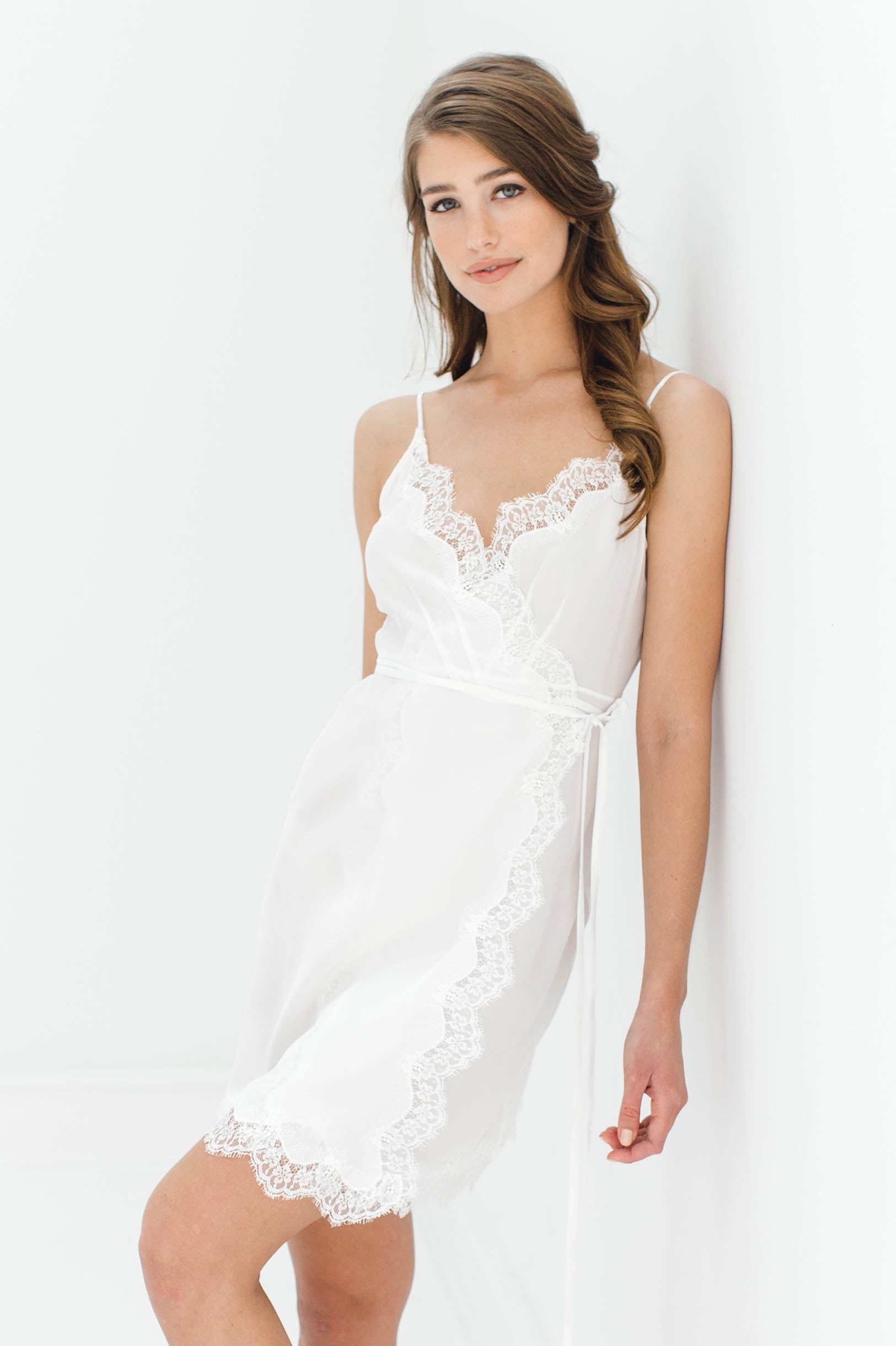 Black Silk & Lace Wrap Slip Dress - Elegant Lingerie for Special Occasions, Date Nights & Boudoir Photography
