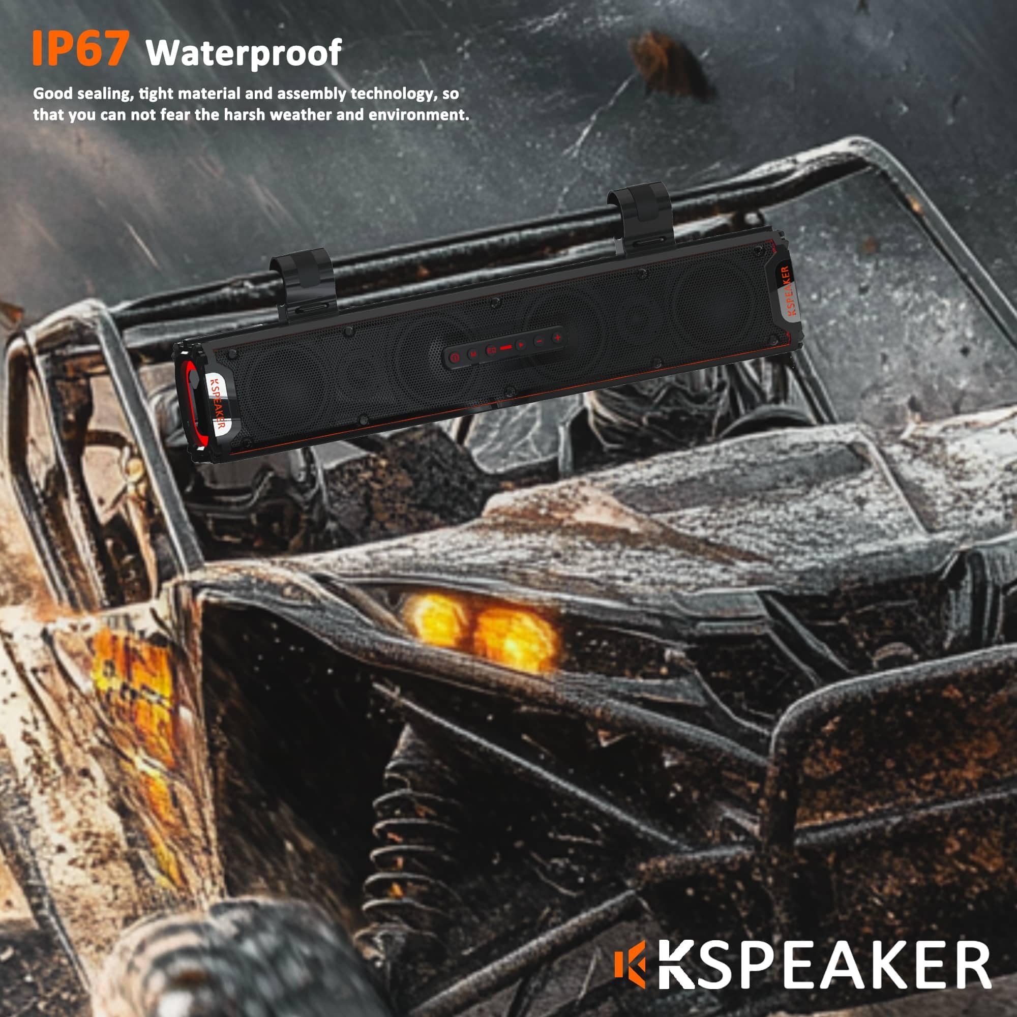 Premium UTV Sound Bar - Waterproof ATV & Golf Cart Speaker System with Bluetooth for RZR, Polaris, Can-Am, Marine & Boat Use - Perfect for Off-Road Adventures & Outdoor Entertainment