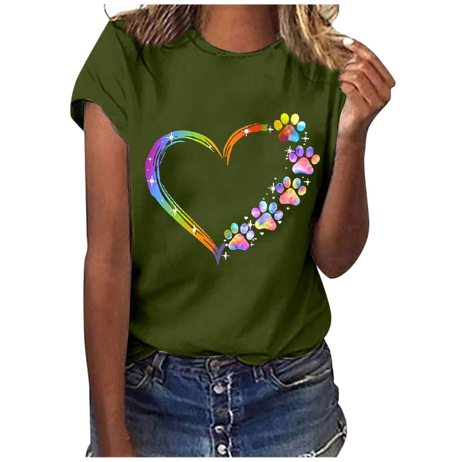 Women's Rock and Roll Cold Shoulder Athletic T-Shirt & Green Crewneck Sweatshirt - Breathable Workout Top for Gym, Yoga, Running & Casual Wear (Green, XL)