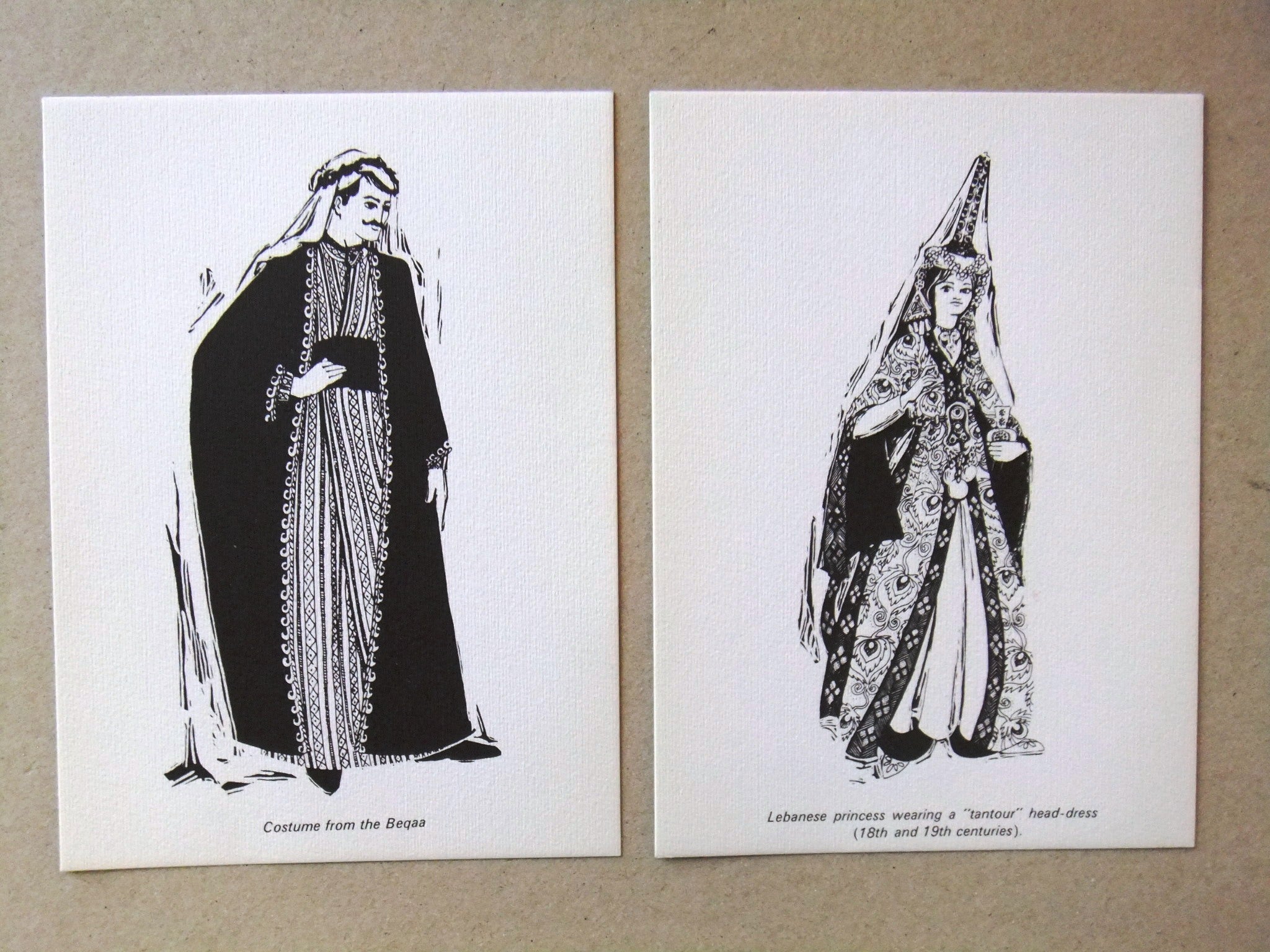 6 Pack Lebanese Folklore Traditional Costume Sketches - Authentic Lebanon Souvenir Gift for Home Decor, Cultural Display & Travel Memories