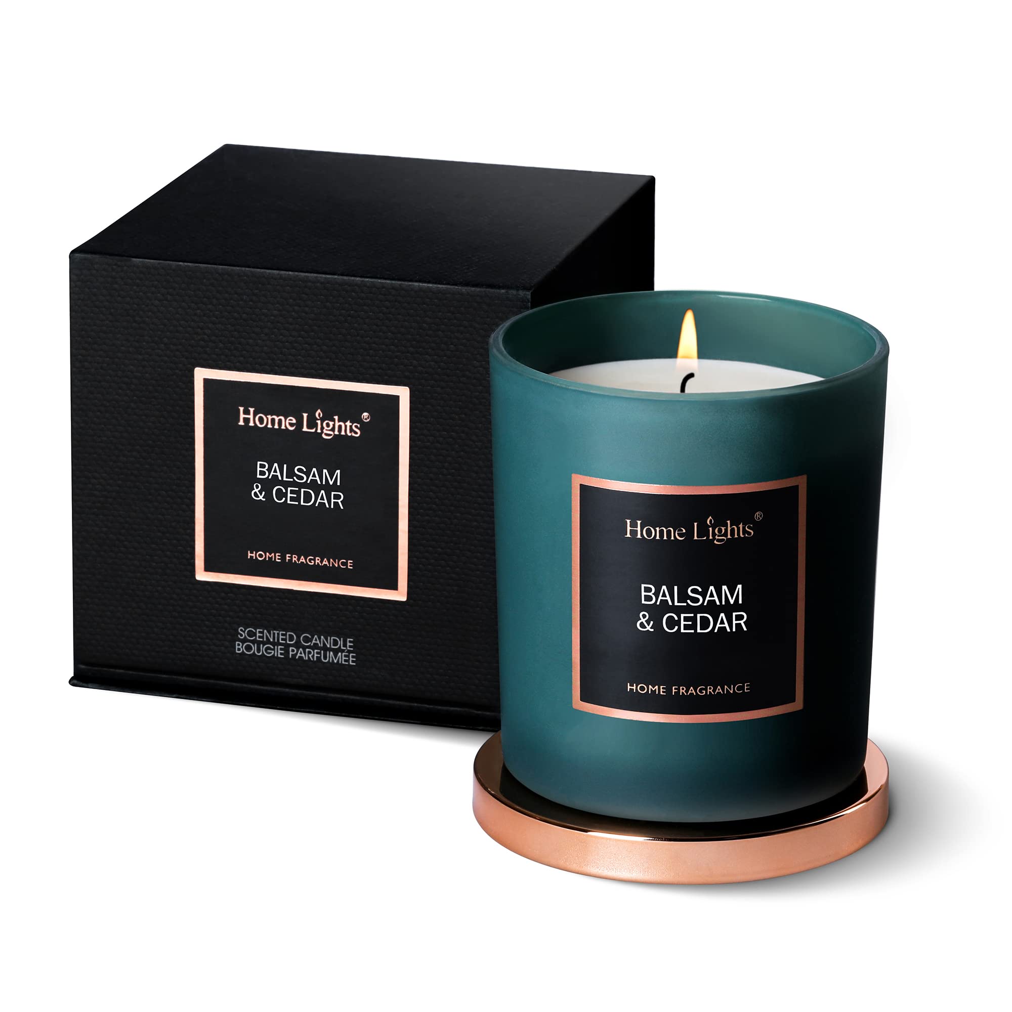 Natural Soy Wax Scented Candles - Balsam & Cedar Aroma, 35 Hours Burn Time, 7.19 oz Home Fragrance Decor Gift for Women & Men - Perfect for Relaxation, Meditation & Cozy Home Ambiance