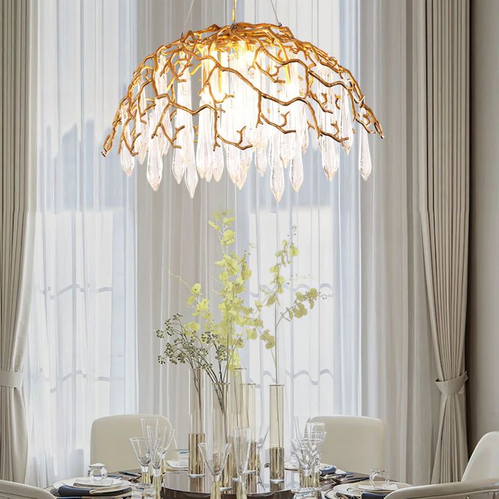 Modern Aqua Dome Chandelier - Elegant Glass Ceiling Light Fixture for Dining Room, Living Room & Bedroom Decor