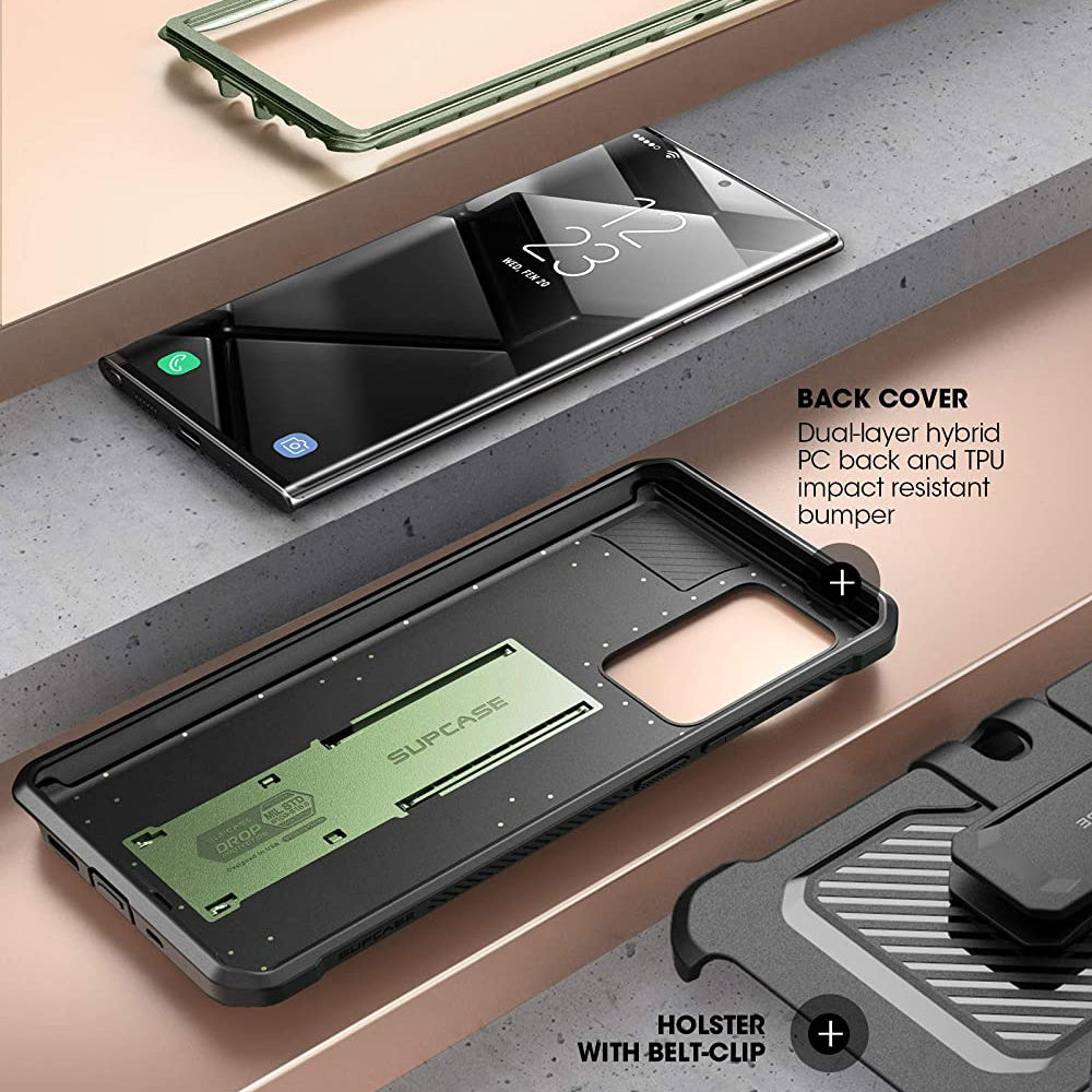 Samsung Galaxy Note20 Ultra Unicorn Beetle PRO Rugged Holster Case - Dark Green Protective Cover with Kickstand | Shockproof, Military-Grade Protection for Outdoor & Work Use