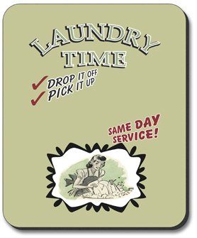 Art Plates Laundry Time Mouse Pad - Non-Slip Desk Mat for Computer, Gaming & Office Use - Cute Mousepad for Workstations & Home Decor