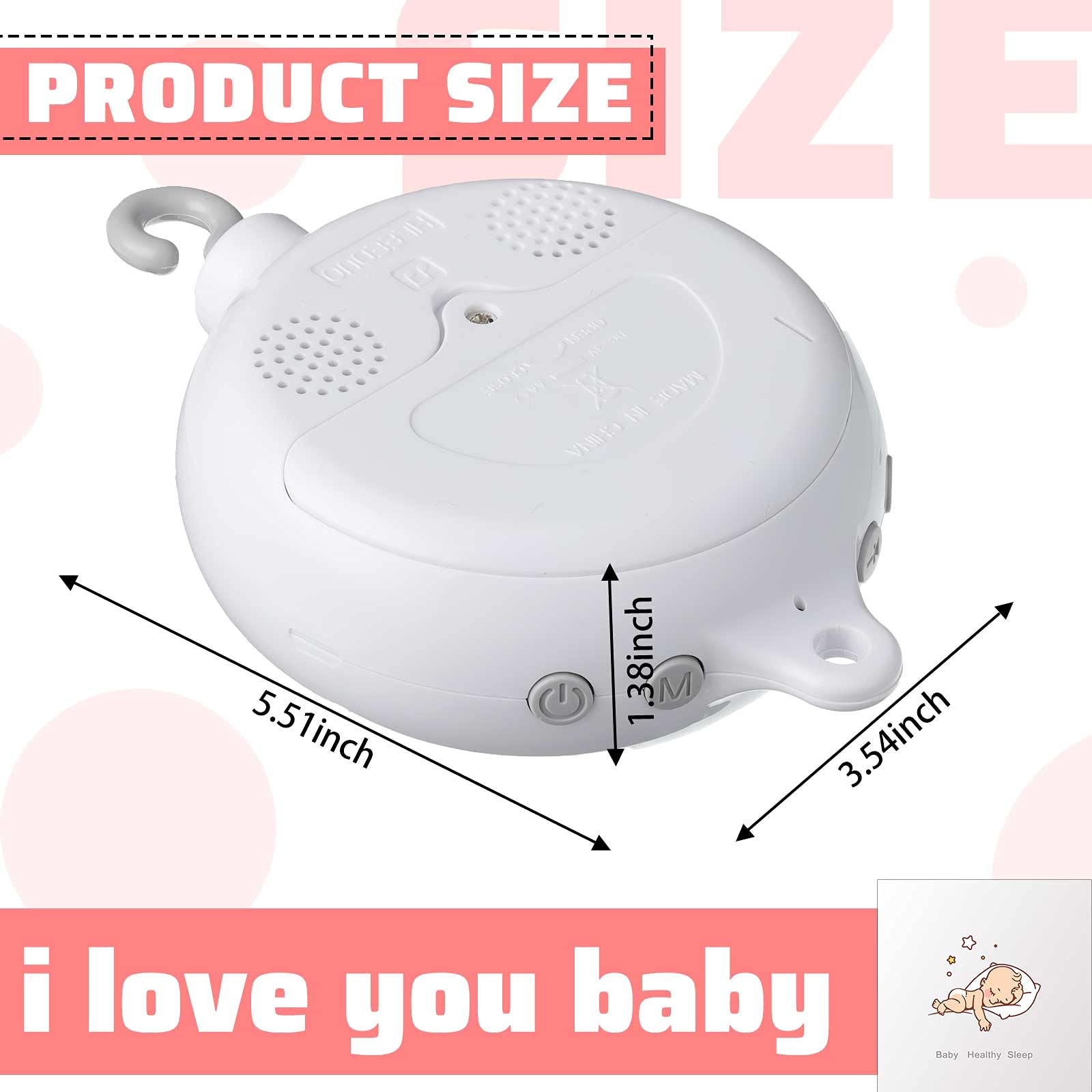 Baby Crib Mobile with 35 Soothing Lullabies - Battery Operated Rotating Musical Mobile for Nursery, Infant Bed & Playtime (Replacement Motor Included)