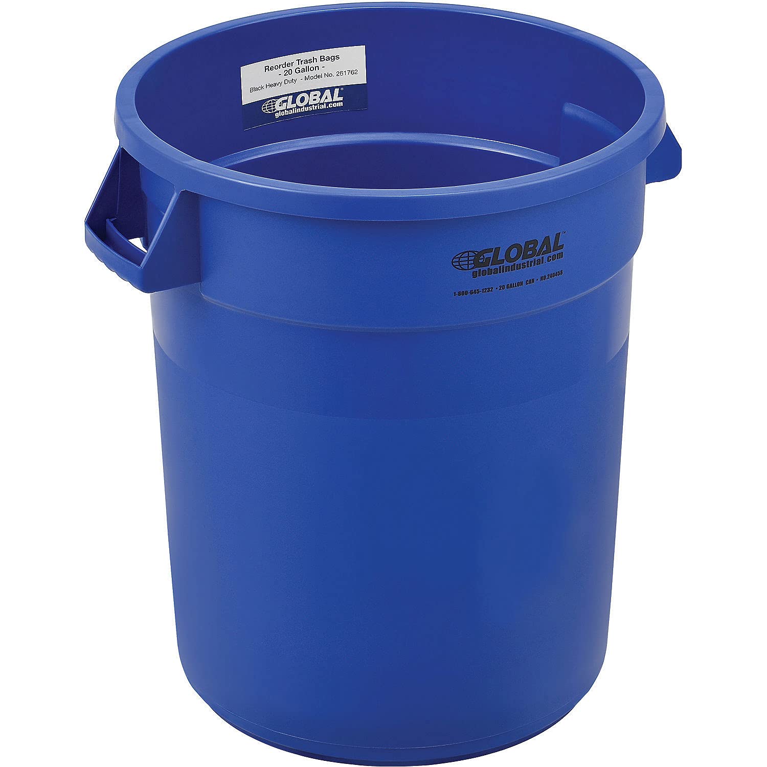 20 Gallon Heavy-Duty Plastic Trash Can with Lid - Blue Commercial Grade Waste Bin for Kitchen, Office, Restaurant & Outdoor Use