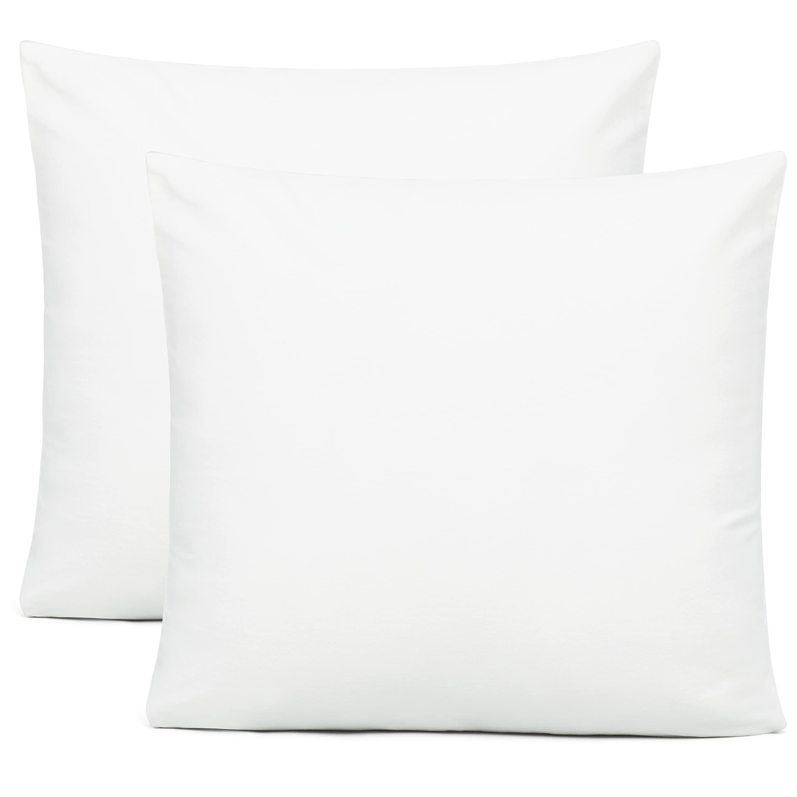 Coop Home Goods 18x18 Inch White Organic Cotton Throw Pillow Covers Set of 2 - 100% Natural Decorative Cushion Cases for Sofa, Bed, Couch - Perfect for Living Room, Bedroom & Home Decor