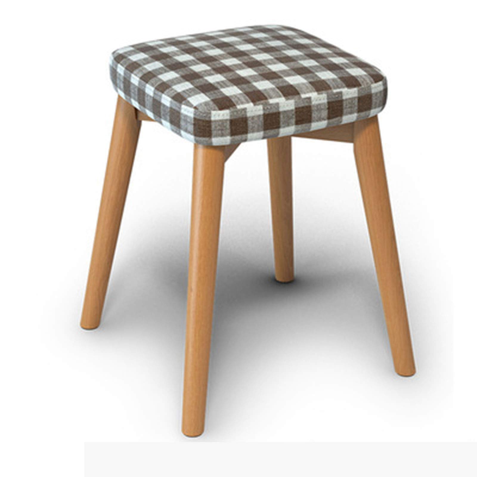 Vanity Stool with Padded Seat & Wood Legs - Makeup Dressing Bench for Bedroom