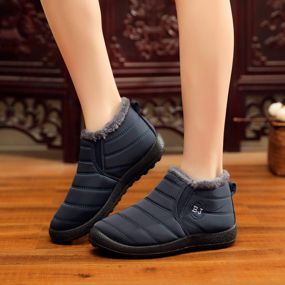 UINKISY Men's Winter Snow Boots - Velvet Lined, Warm & Waterproof Ankle Boots for Cold Weather - Size 10.5 (Blue) - Ideal for Snowy Days, Outdoor Activities & Winter Fashion