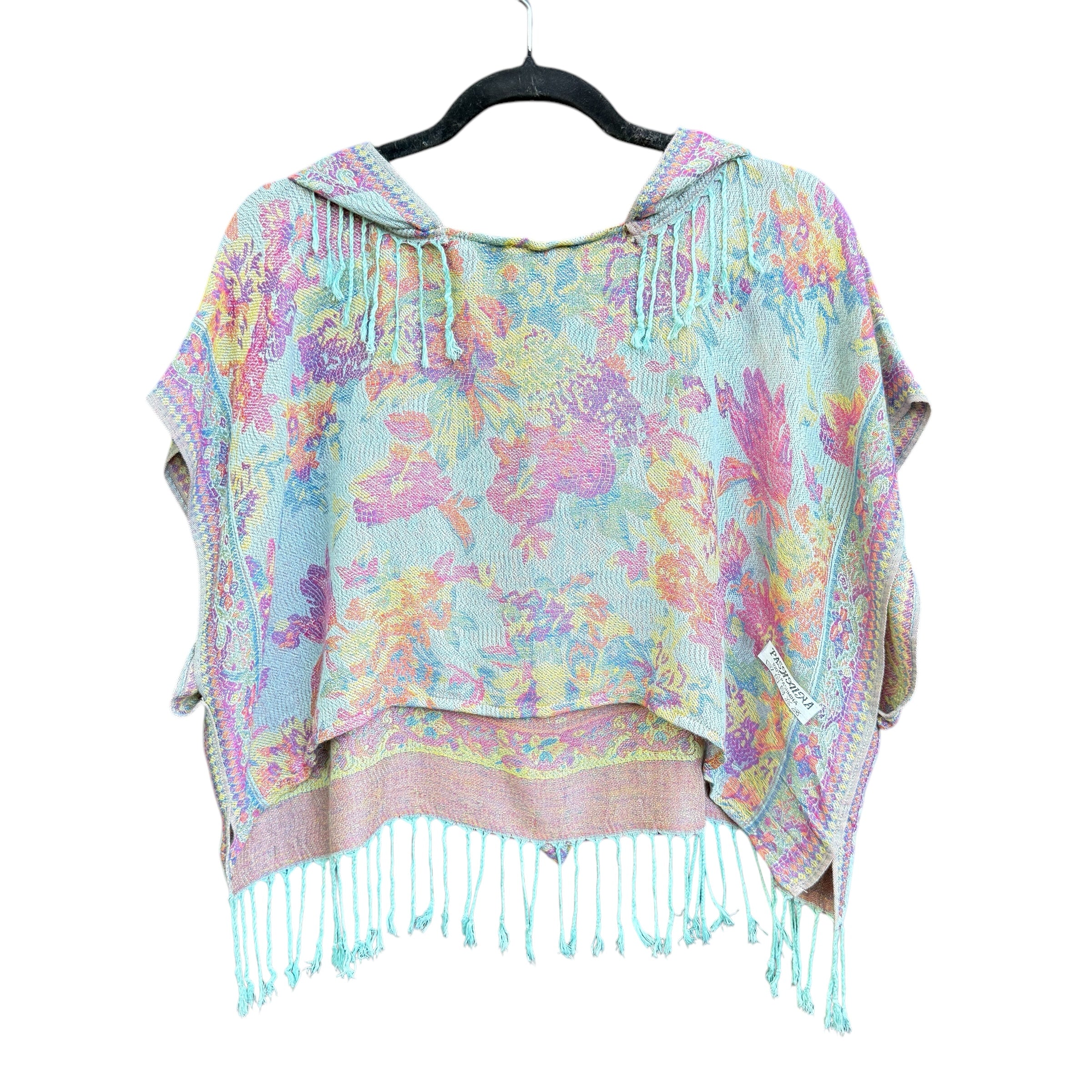 Stylish Watercolor Floral Print Pashmina Hooded Crop Top for Women - Perfect for Casual Outings, Beachwear & Boho Fashion