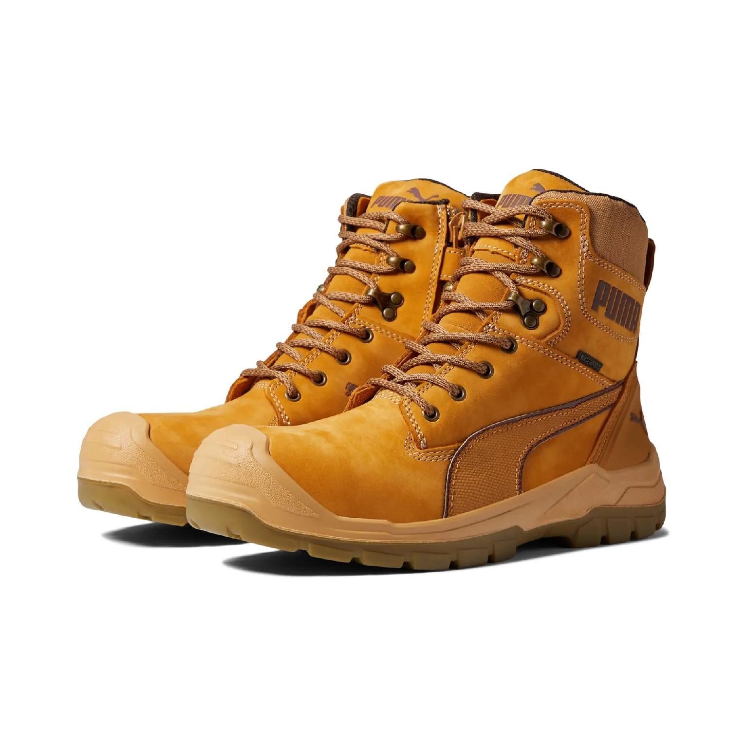 Conquest CTX Men's Waterproof Composite Toe Work Boots - Wheat Color for Construction, Warehouse & Outdoor Safety