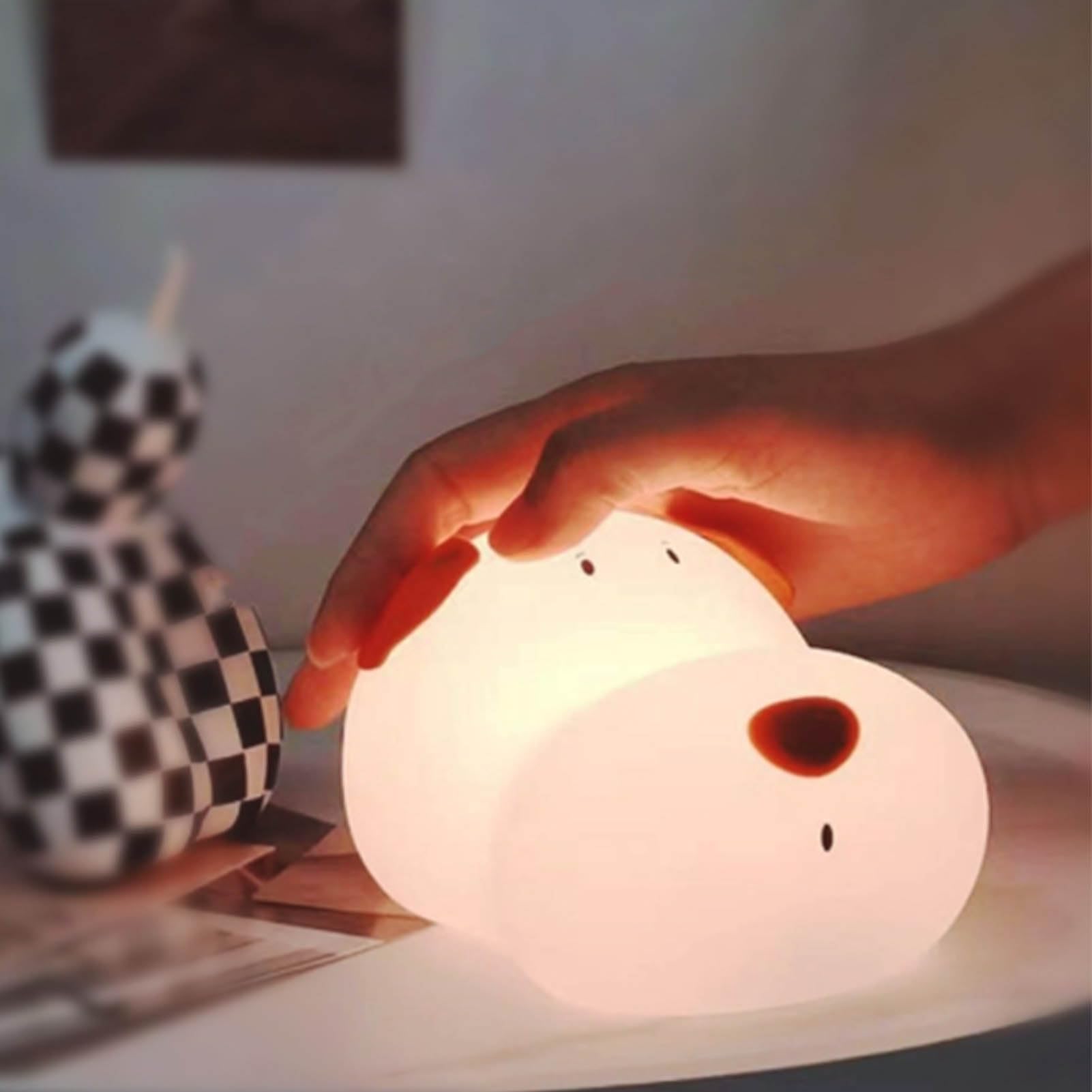 Dog Night Light - Color Changing Silicone Lamp with Adjustable Brightness, 1200mAh Rechargeable Battery | Perfect for Bedside, Nursery, Pet Room & Gift Giving