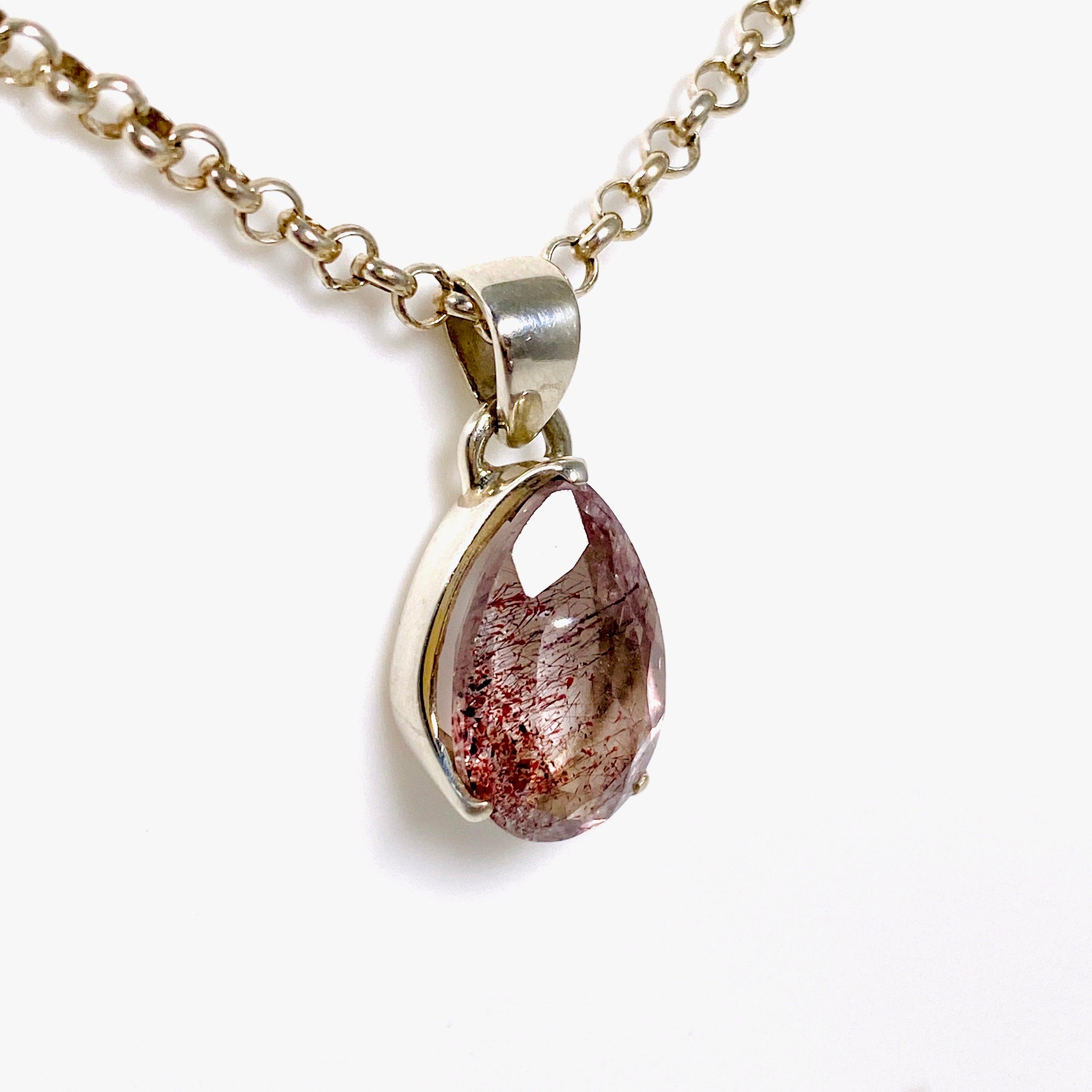 Lepidocrocite Teardrop Faceted Pendant Necklace - PPGJ471 - Elegant Crystal Jewelry for Women, Perfect for Parties, Weddings & Special Occasions