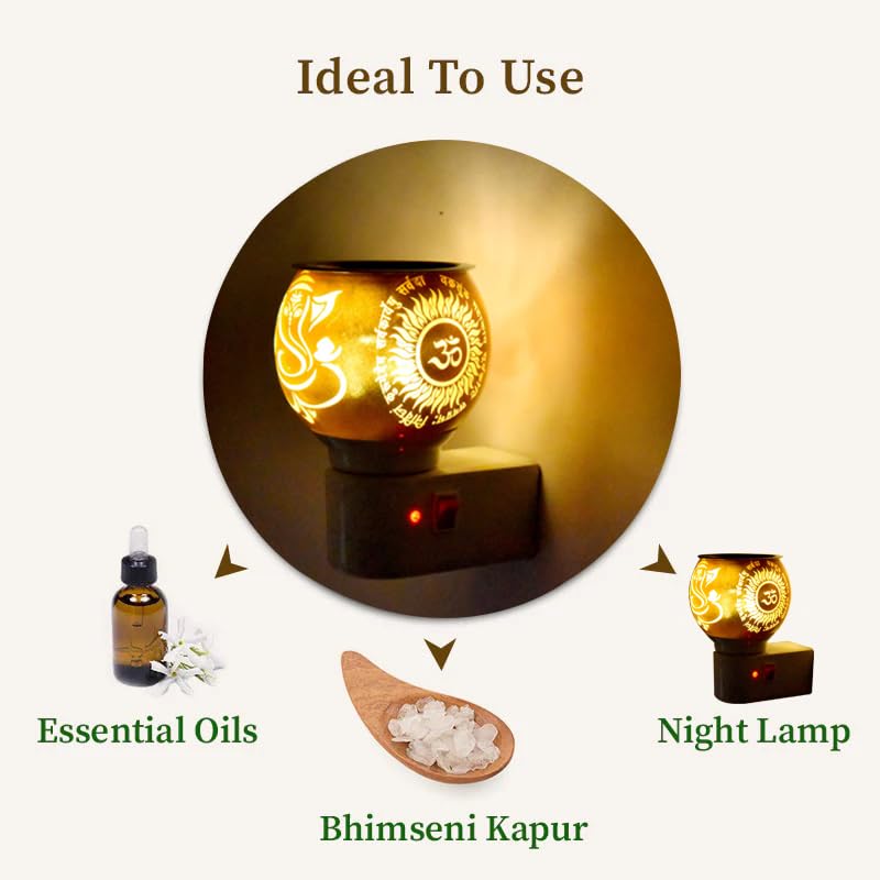 SPOCKY DECOR Ceramic Aroma Diffuser & Night Light - Essential Oil Warmer with On/Off Switch, Multi-Functional Camphor Burner for Home Fragrance | Perfect for Bedroom, Yoga Studio & Relaxation Spaces
