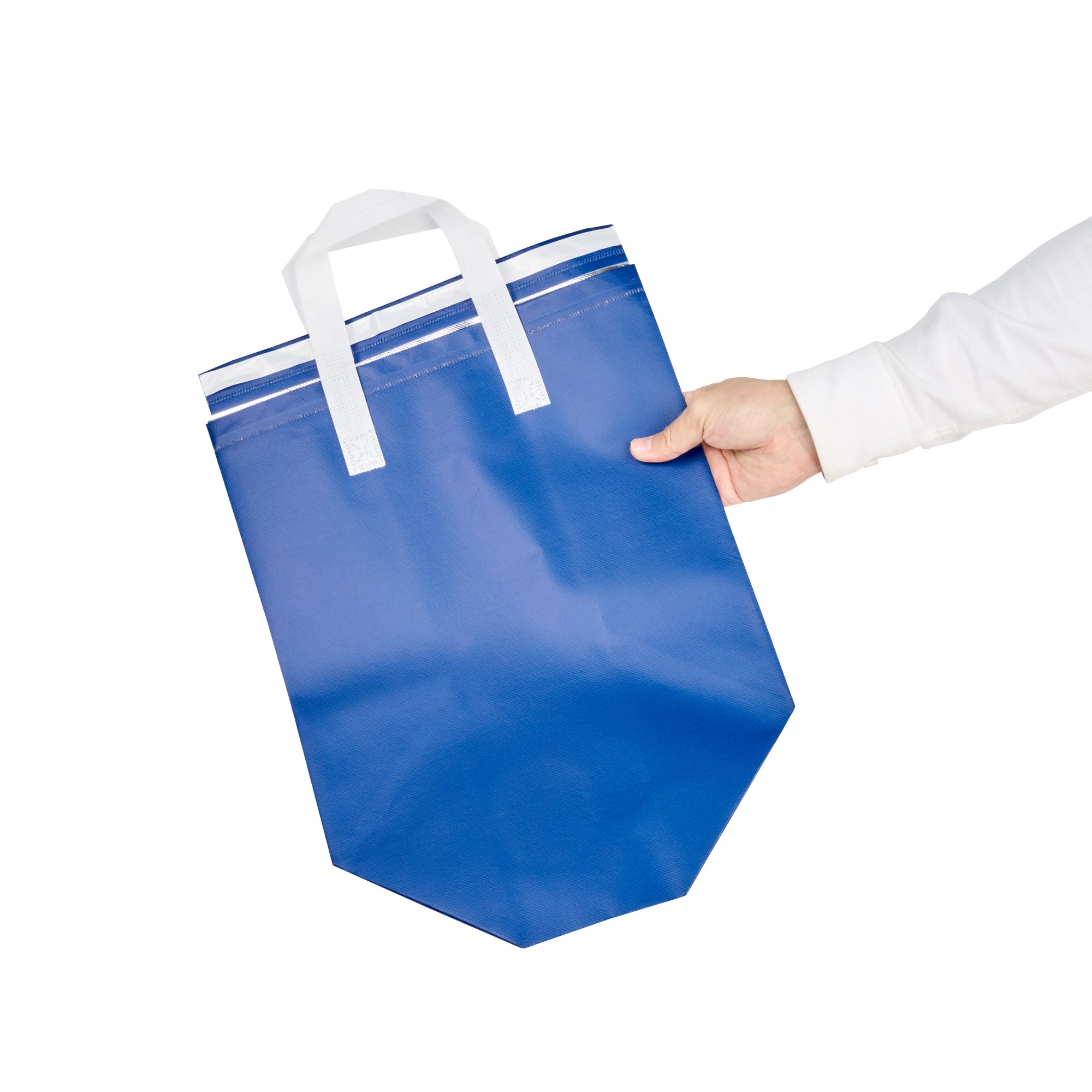 Blue Insulated Take Out Bags - Tamper Evident Food Delivery Bags 11.75