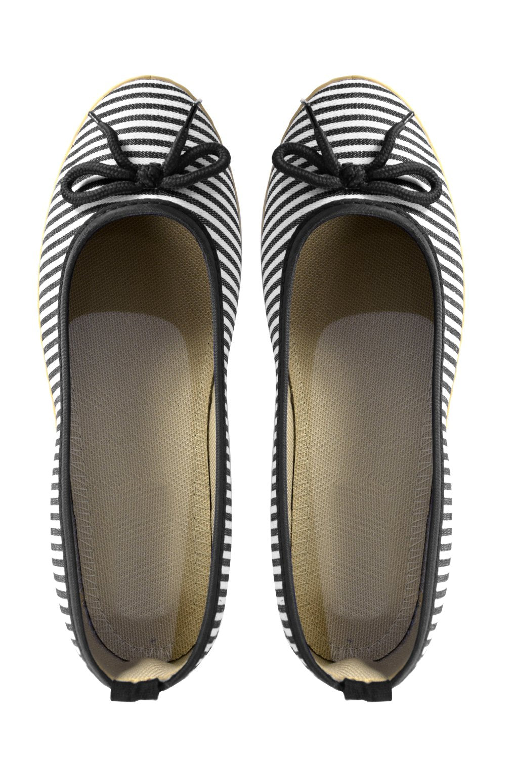 Women's Casual Striped Slip-On Espadrille Flats with Bow Detail - Comfortable Ballet Shoes for Walking, Work & Summer Outfits