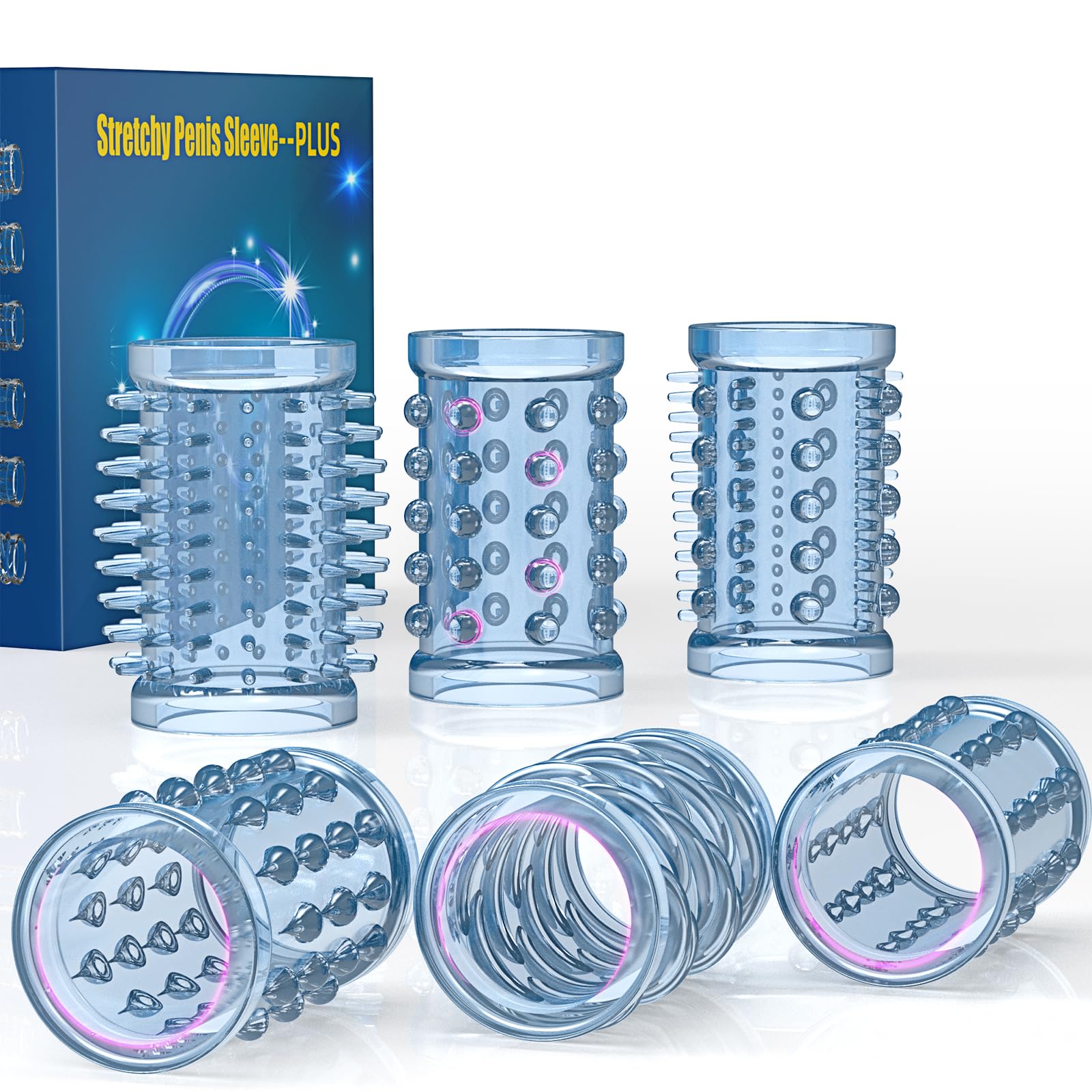 Premium Elastic Cock Rings for Men - 6 Textured Reusable Penis Rings to Enhance Erection & Last Longer | Adult Sex Toys for Couples & Solo Play | Perfect for Extended Pleasure & Intimate Moments