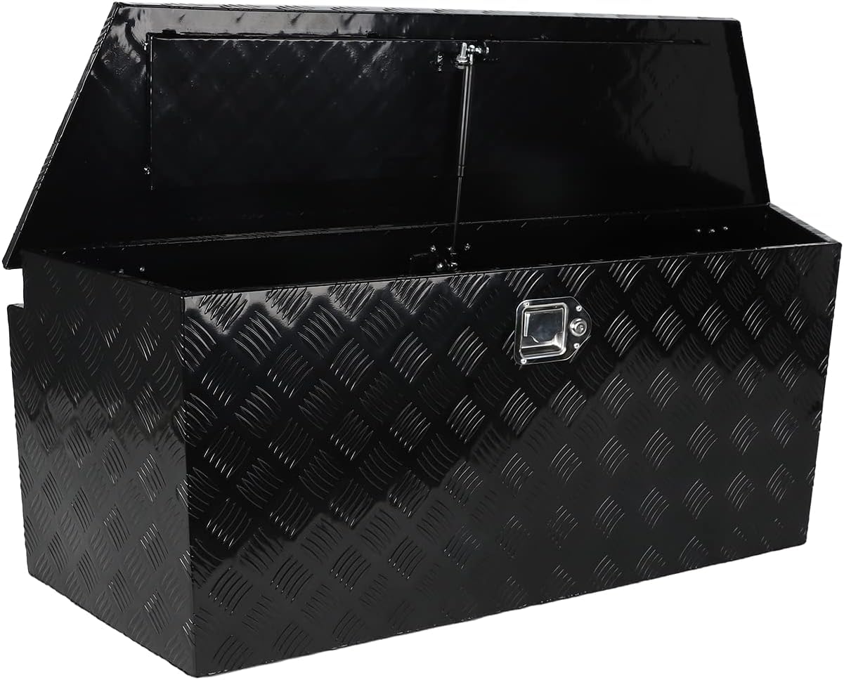 49 Inch Aluminum Trailer Tongue Tool Box with Lock & Keys - Heavy Duty Black Truck Storage Box for Tools & Equipment | Perfect for Pickup Trucks, Trailers & Work Vehicles