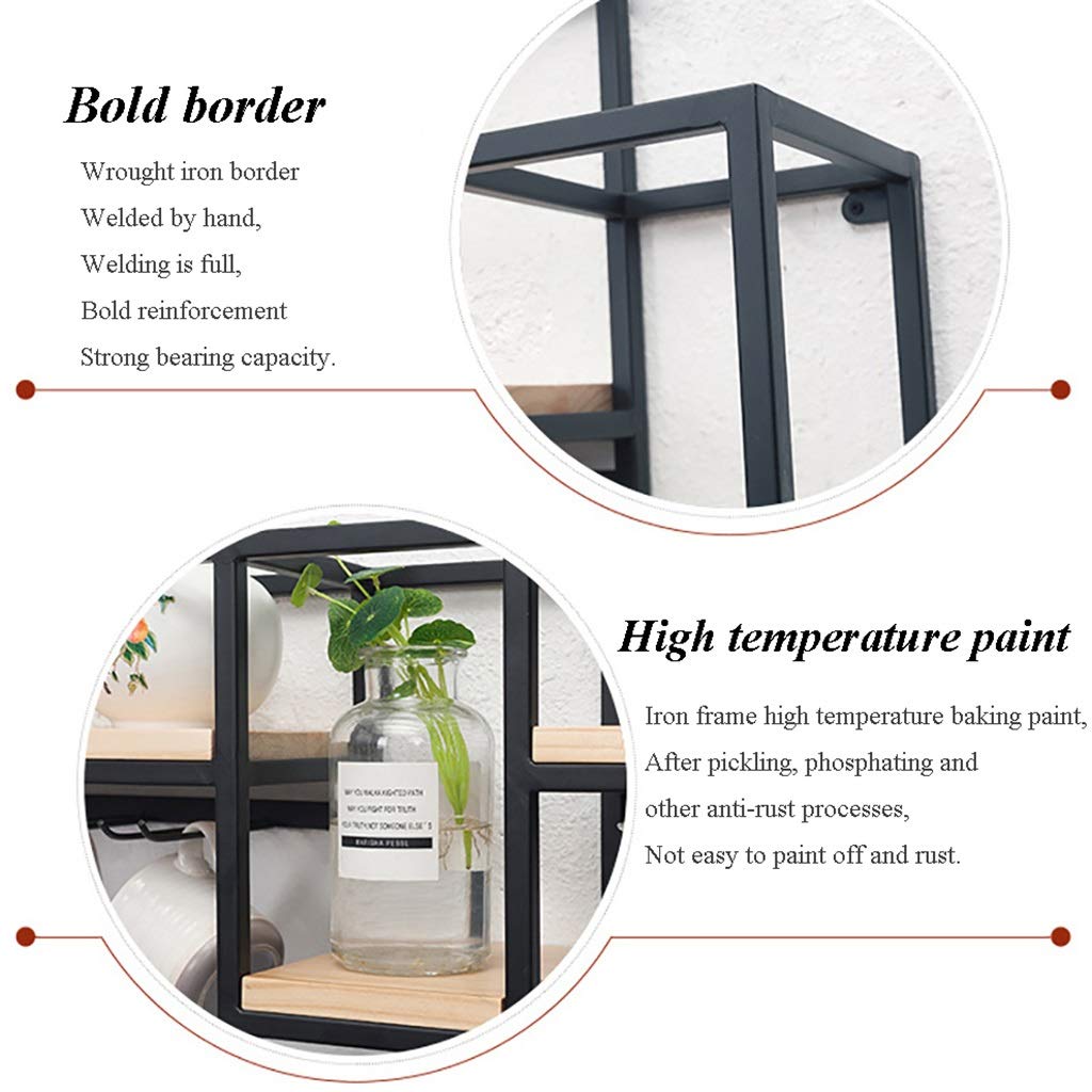 Solid Wood & Wrought Iron Wall-Mounted Wine Rack with Upside Down Glass Holder - Rustic Home Bar Decor for Kitchen, Dining Room or Wine Cellar Organization