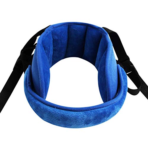 Adjustable Toddler Car Seat Head Support Band - Soft Safety Straps Cover for Infants & Baby - Neck Relief & Head Support - Blue - Perfect for Long Car Rides & Travel Comfort