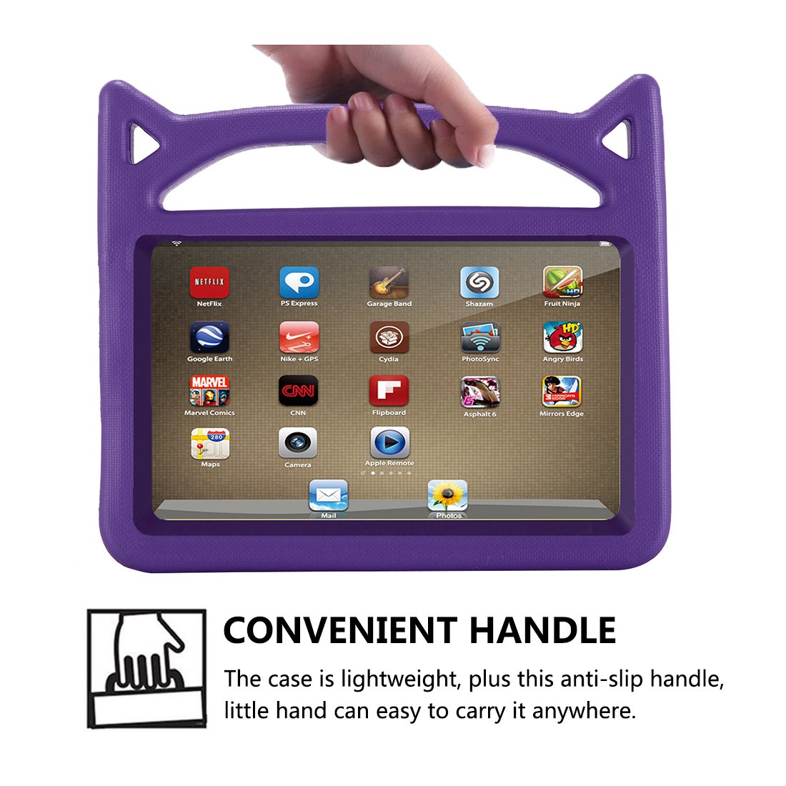 Amazon Fire 7 Tablet Case (2015 & 2017 Models) - Durable Protective Cover with Auto Wake/Sleep - Purple - Perfect for Home, Travel & School Use