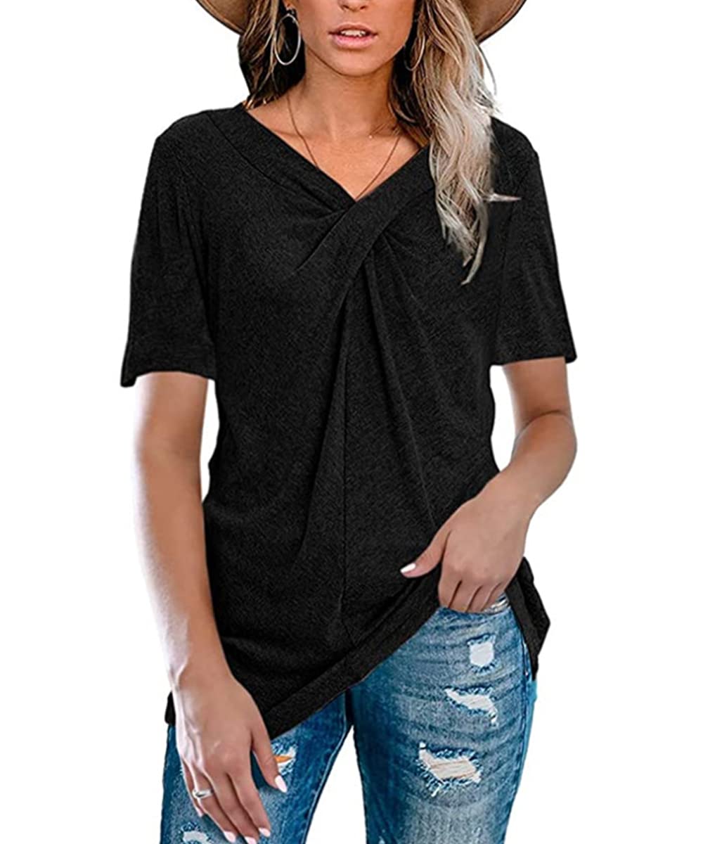 Women's Short Sleeve V-Neck T-Shirts - Summer Casual Tunic Tops & Blouse Tees for Women - Perfect for Daily Wear, Office, and Weekend Outings