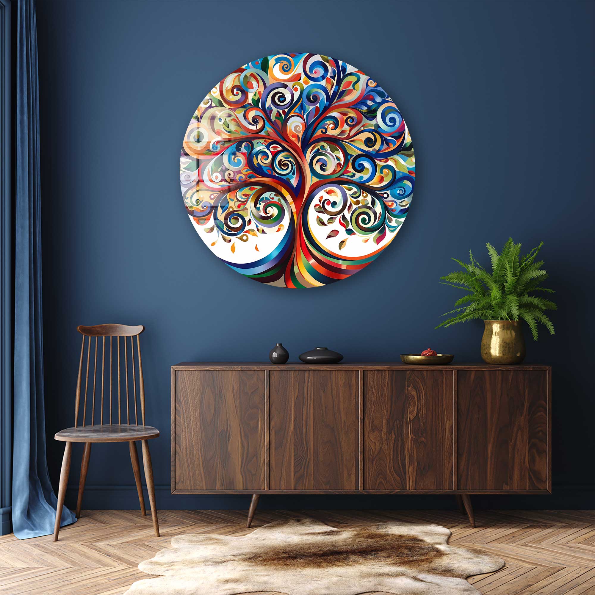 Tree of Life Rounded Glass Wall Art - Elegant Home Decor for Living Room, Bedroom & Office - Perfect for Gifts & Spiritual Spaces