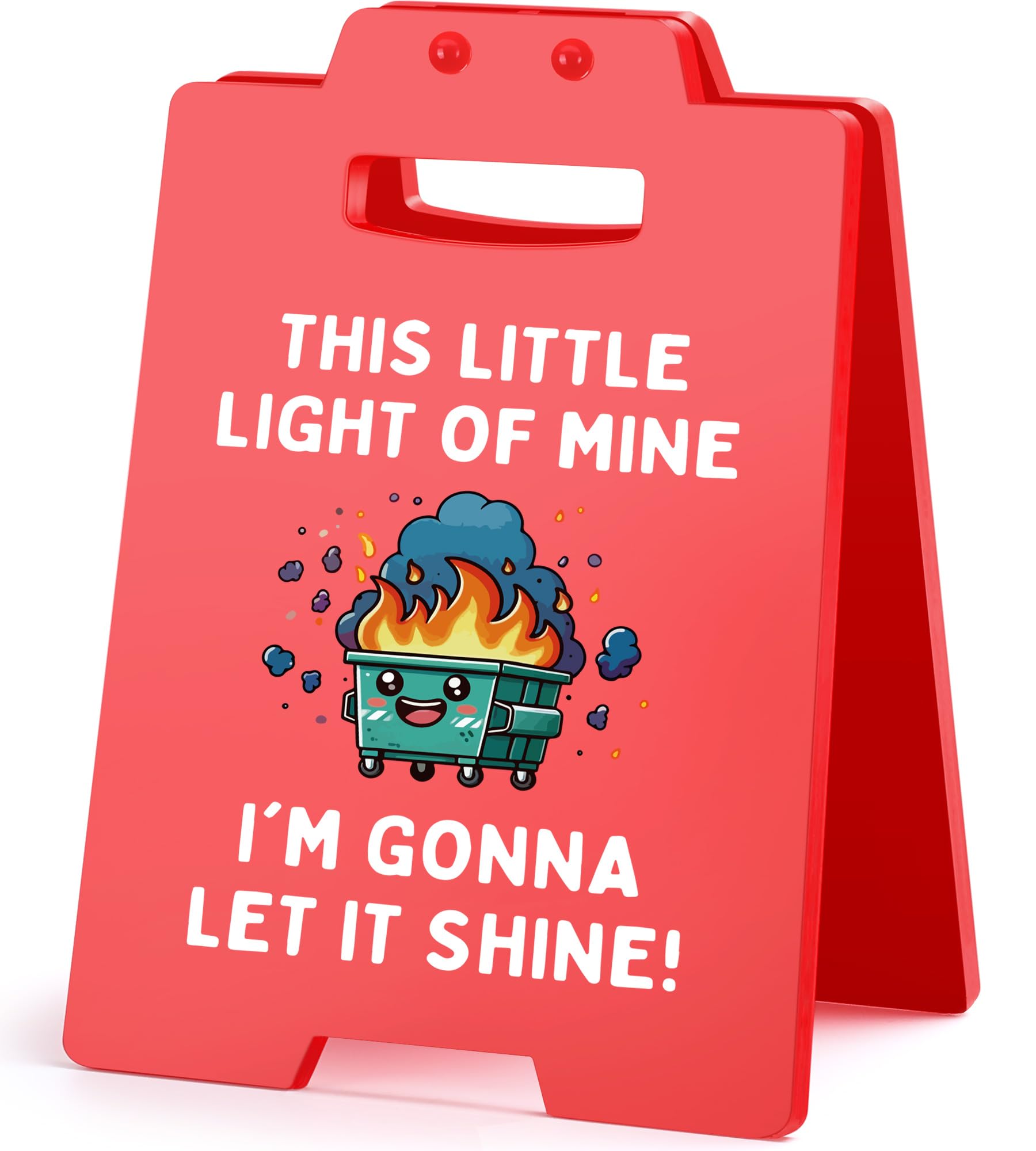 Funny Dumpster Fire Desk Sign - Humorous Office Decor for Women & Men - Cubicle Accessories - Red Desk Decor - Birthday Gift for Coworkers, Friends & Boss - Perfect for Office, Home Workspace & Gag Gifts