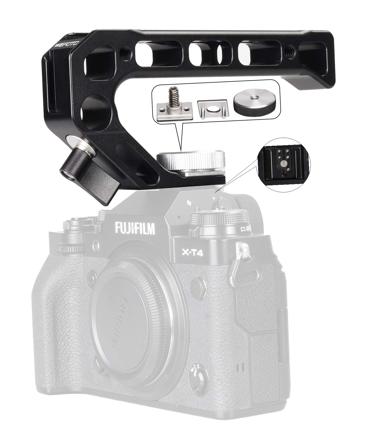 Camera Grip Top Handle with Upper Cold Shoe Mount & ARRI Standard Positioning Hole - Compatible with DSLR Cameras & Camera Cages - Perfect for Vlogging, Filmmaking & Professional Photography