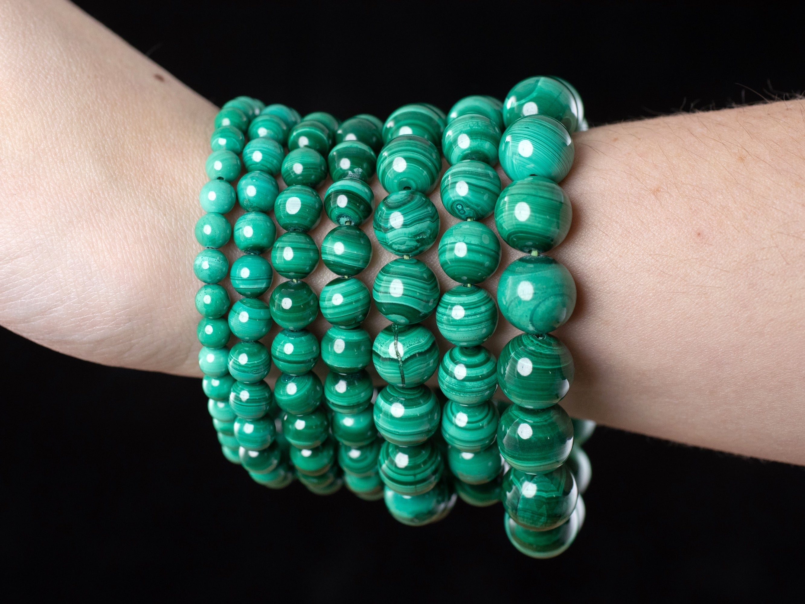 Light Green Malachite Crystal Bracelet with Round Beads - Handmade Healing Jewelry for Women | Perfect for Meditation, Energy Balancing & Spiritual Gifts (E1817)