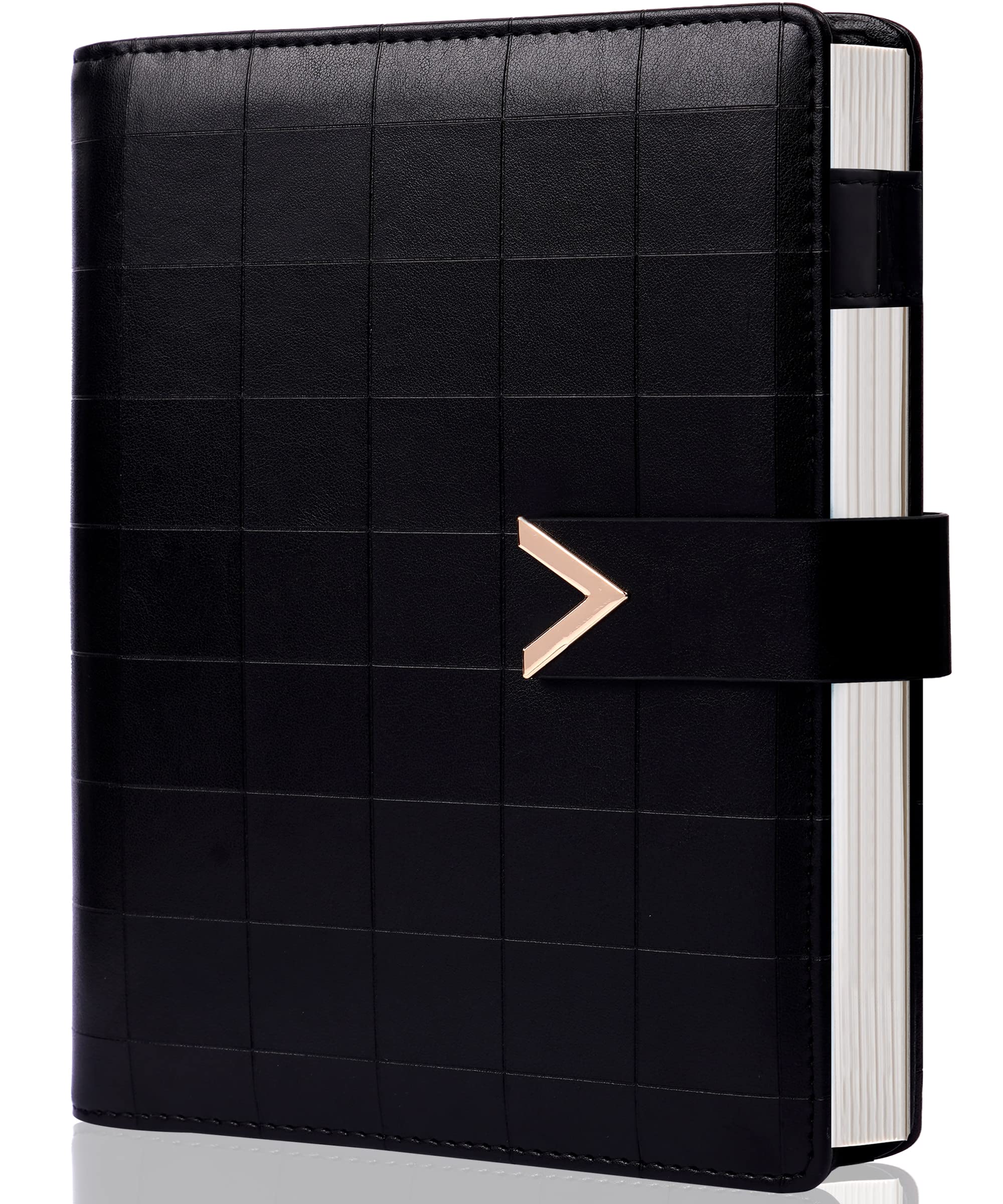 CAGIE A5 6-Ring Binder Refillable Planner Notebook - Leather Business Organizer for Men & Women - 6 Hole Spiral Journal Writing Notebook (Black) - Perfect for Office, School & Daily Planning
