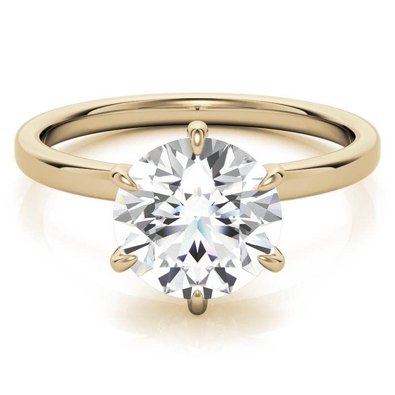 10K/14K/18K Solid Yellow Gold Moissanite Engagement Ring - 3 CT Round Cut Handmade Diamond Solitaire Ring for Women - Hidden Halo Wedding Band Set - Perfect for Proposals, Anniversaries & Special Occasions (MDENR748)