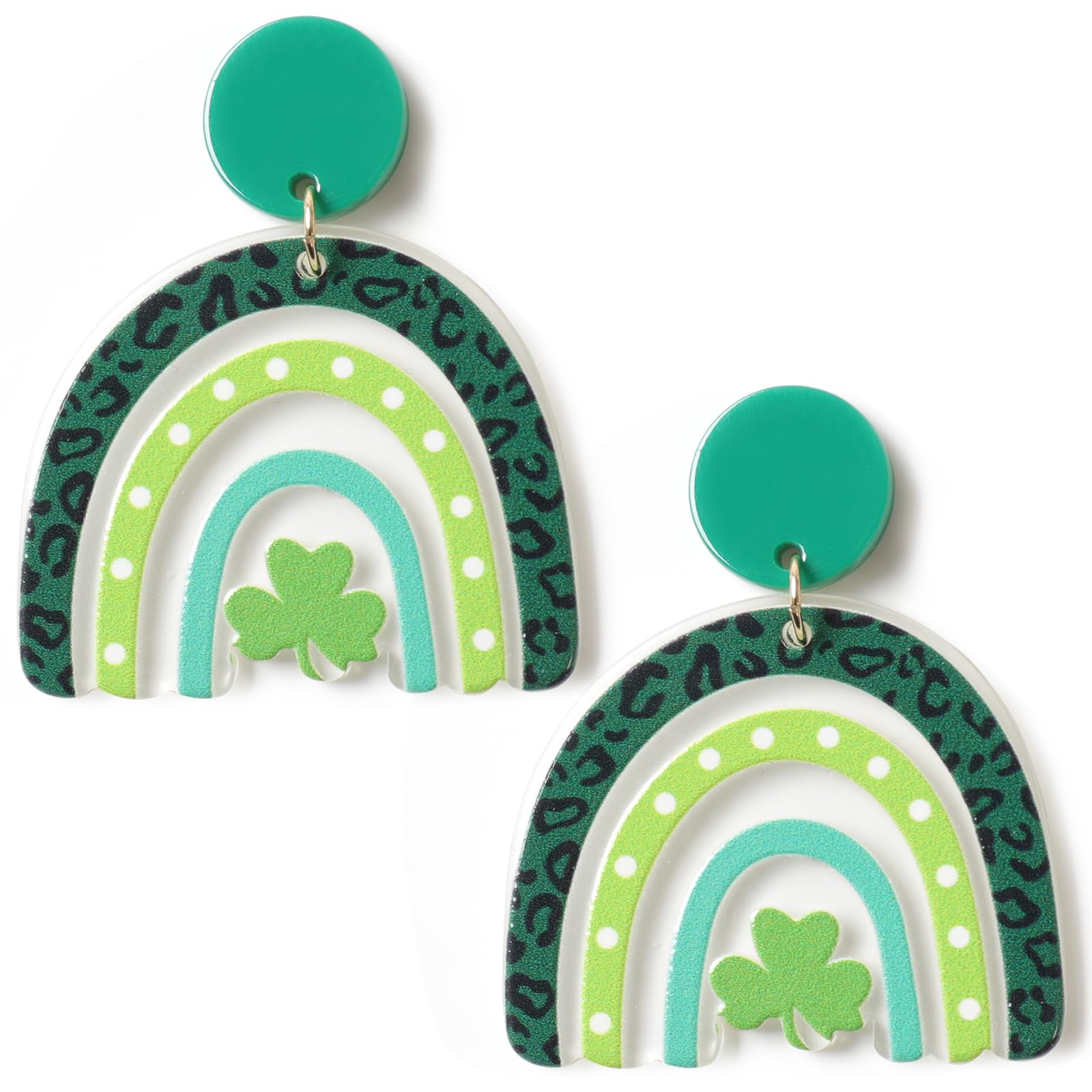 St. Patrick's Day Shamrock Earrings for Women – Irish Green Clover Dangle Earrings, Acrylic Good Luck Jewelry | Saint Patrick's Day Accessories, Party & Festival Wear