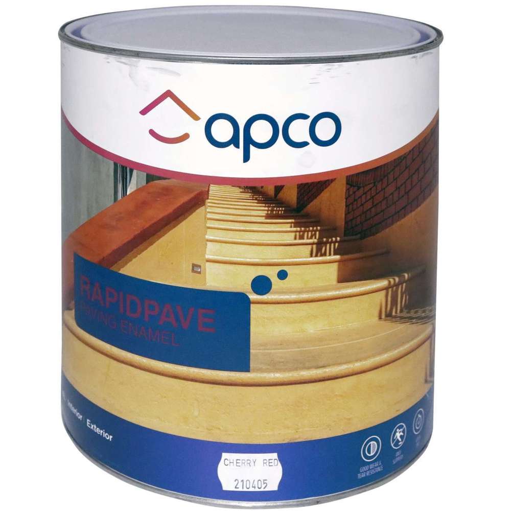 Apco RapidPave Enamel Paint - Cherry Red 4L (1 Gallon) - High Gloss Finish for Metal, Wood & Concrete - Perfect for Garage Floors, Industrial Equipment & DIY Projects