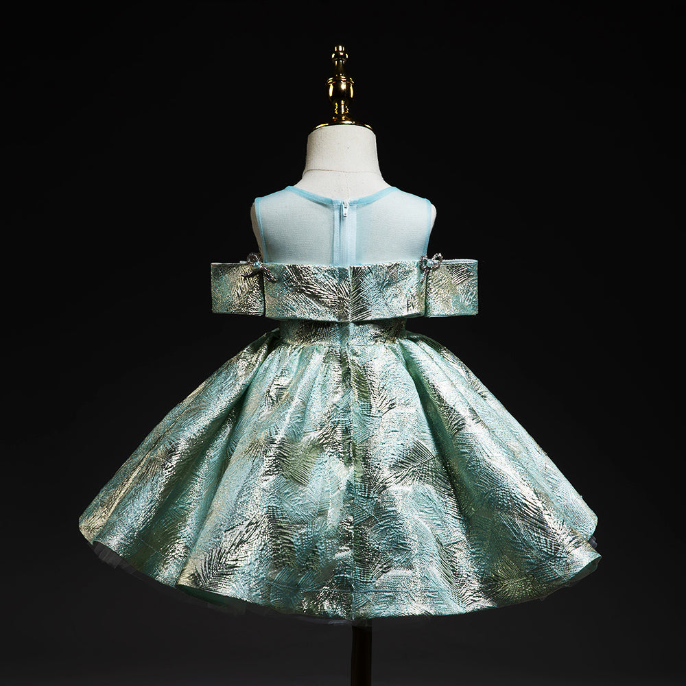 Mint Green A-Line Flower Girl Dress with Cold Shoulder Ruffle - Perfect for Weddings, Parties & Special Occasions