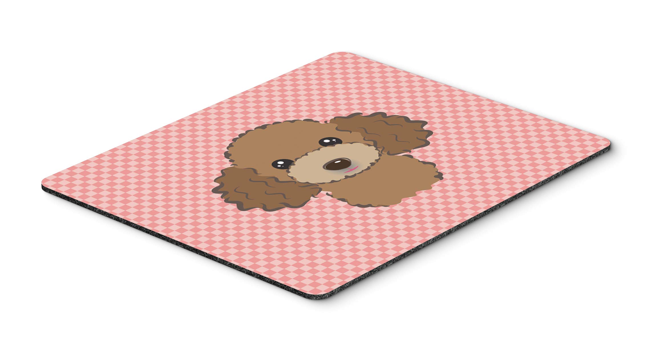 Caroline's Treasures BB1256MP Checkerboard Pink Chocolate Brown Poodle Mouse Pad - Non-Slip Large Desk Mat for Home Office, Gaming & Work Computers, Washable Surface - Perfect for Laptop Users & PC Enthusiasts