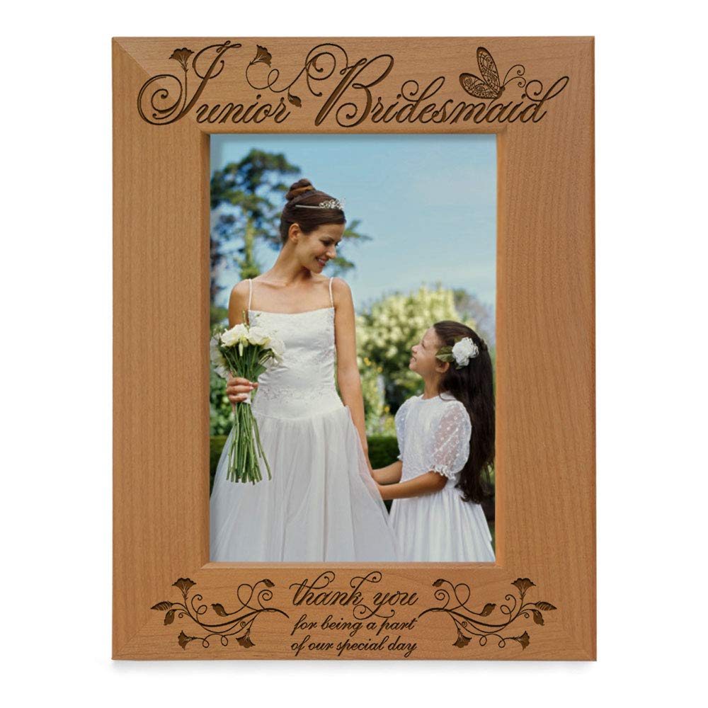 KATE POSH Junior Bridesmaid Thank You Picture Frame - 4x6 Vertical Photo Frame for Wedding, Bridal Party Gift, Special Day Keepsake - Perfect for Bridesmaids, Flower Girls & Wedding Party Memories