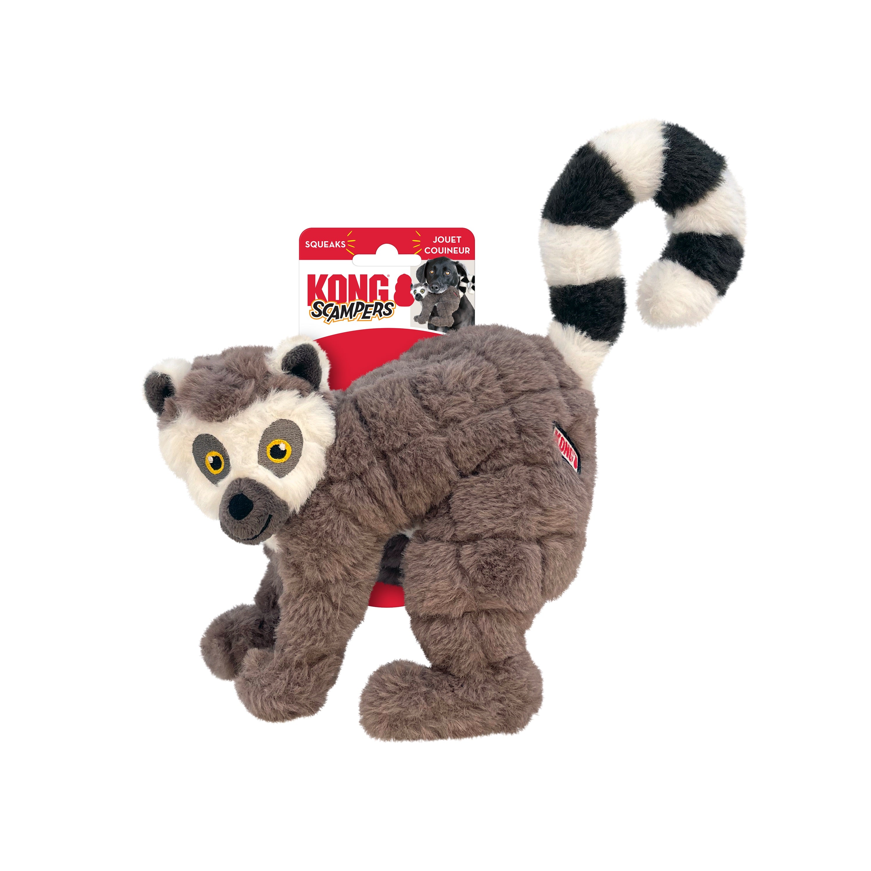 Kong Scampers Lemur Plush Toy - Soft Stuffed Animal for Dogs, Chew-Resistant & Interactive Play - Perfect for Fetch, Cuddling & Training Sessions