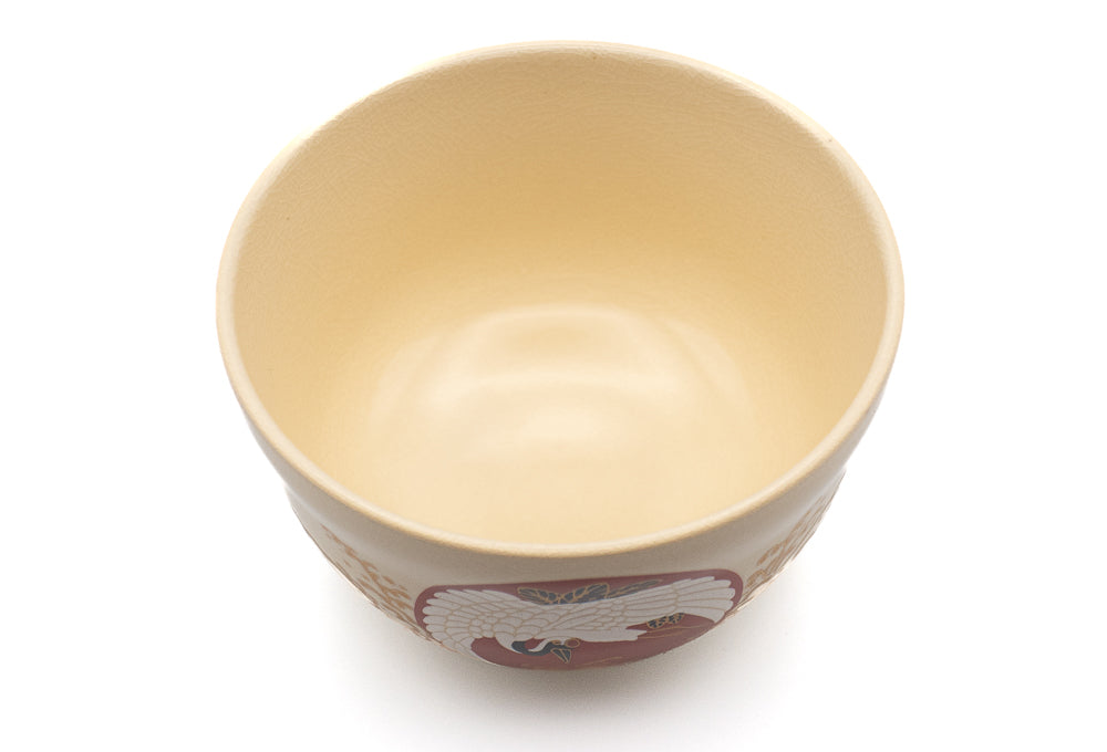 Premium Matcha Bowl for Japanese Tea Ceremony - Handcrafted Sunrise Crane Design - Perfect for Traditional Matcha Preparation & Zen Meditation