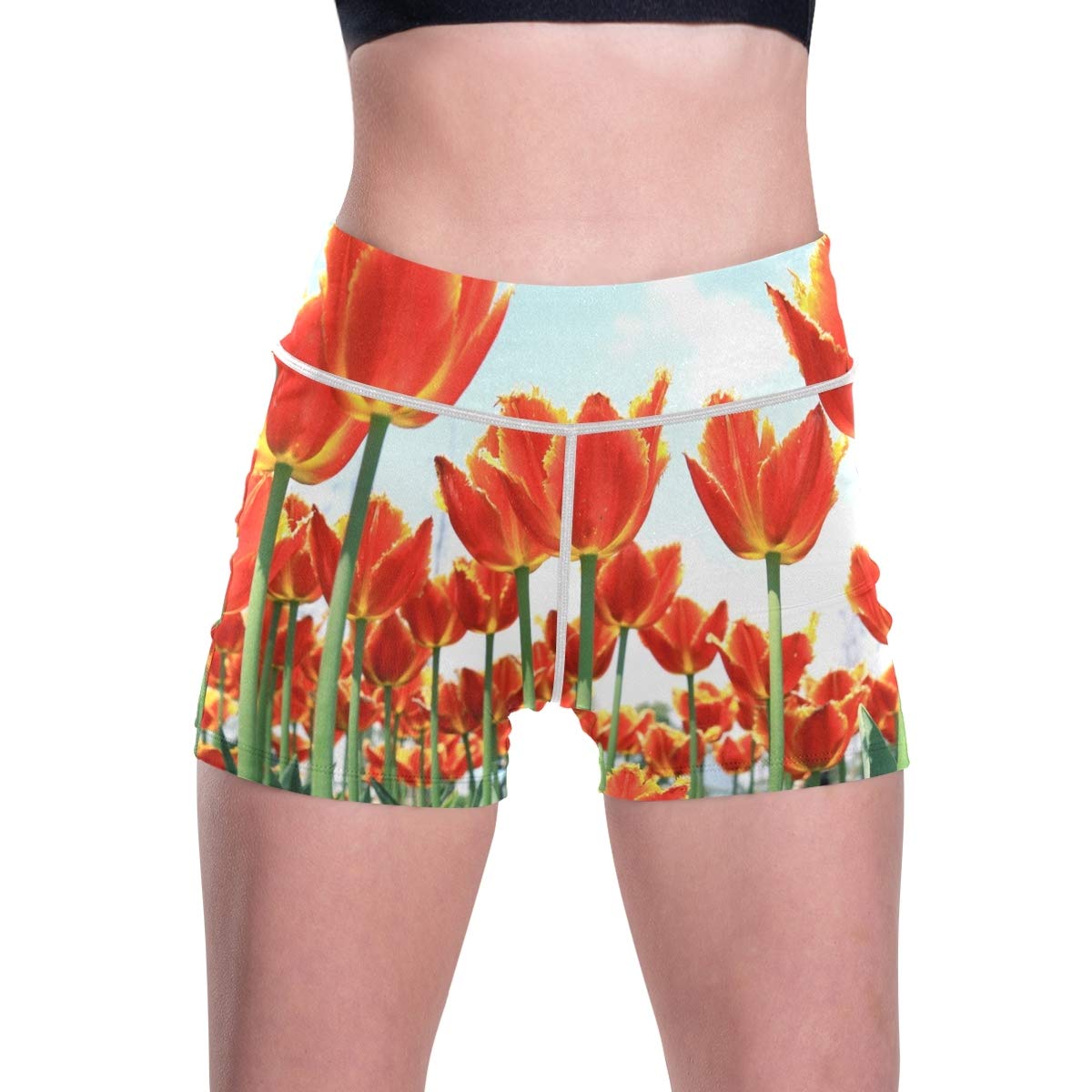 High Waist Yoga Shorts for Women - Floral Athletic Workout Shorts with Comfortable Fit | Perfect for Yoga, Running, Gym & Summer Outdoor Activities