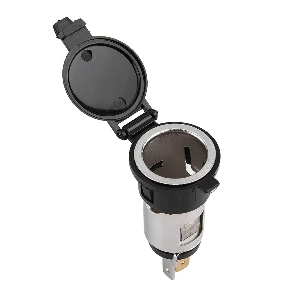 12-24V Car Cigarette Lighter Socket Adapter for Motorcycle & Auto - Black