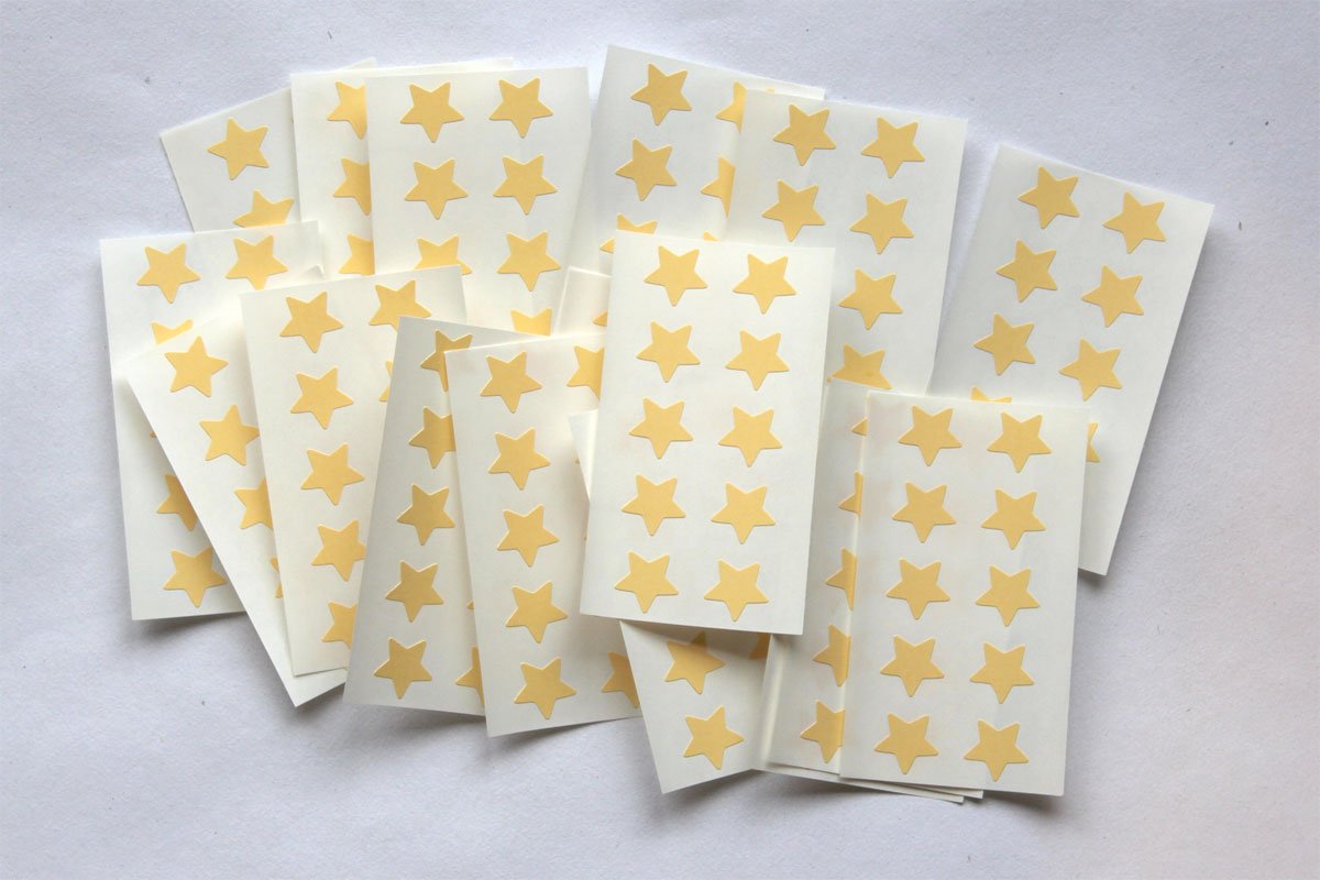 Star Beige Cream Stickers - Self Adhesive Labels for Office & Home Organization