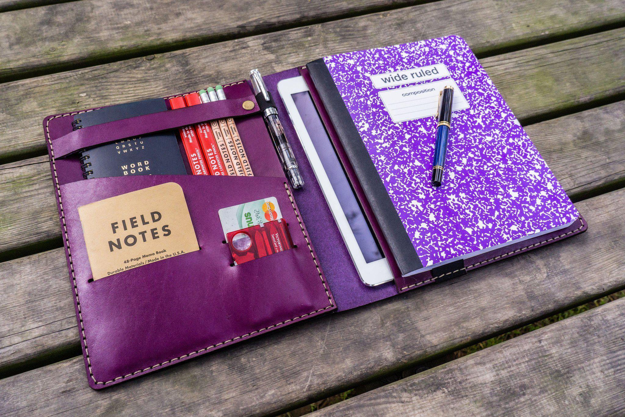 Premium Leather Leuchtturm1917 B5 Notebook & iPad Air/Pro Cover - Purple | Durable Vegan Leather Organizer for Work, School & Travel | Perfect for Business Professionals & Students