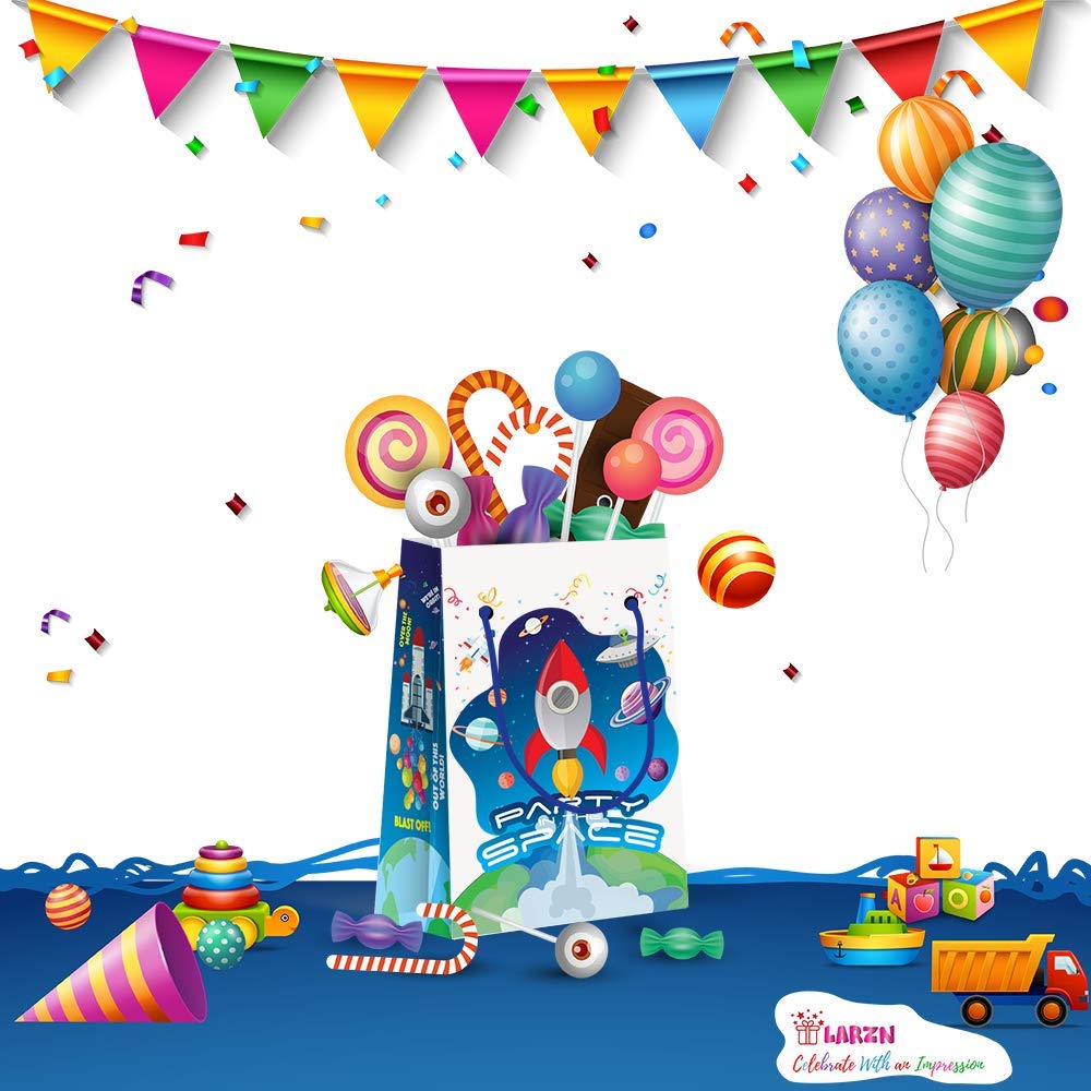 Premium Space Party Favor Bags - Astronaut Themed Treat & Goody Bags for Kids - 12 Pack - Perfect for Birthday Parties, School Events & Space-Themed Decorations
