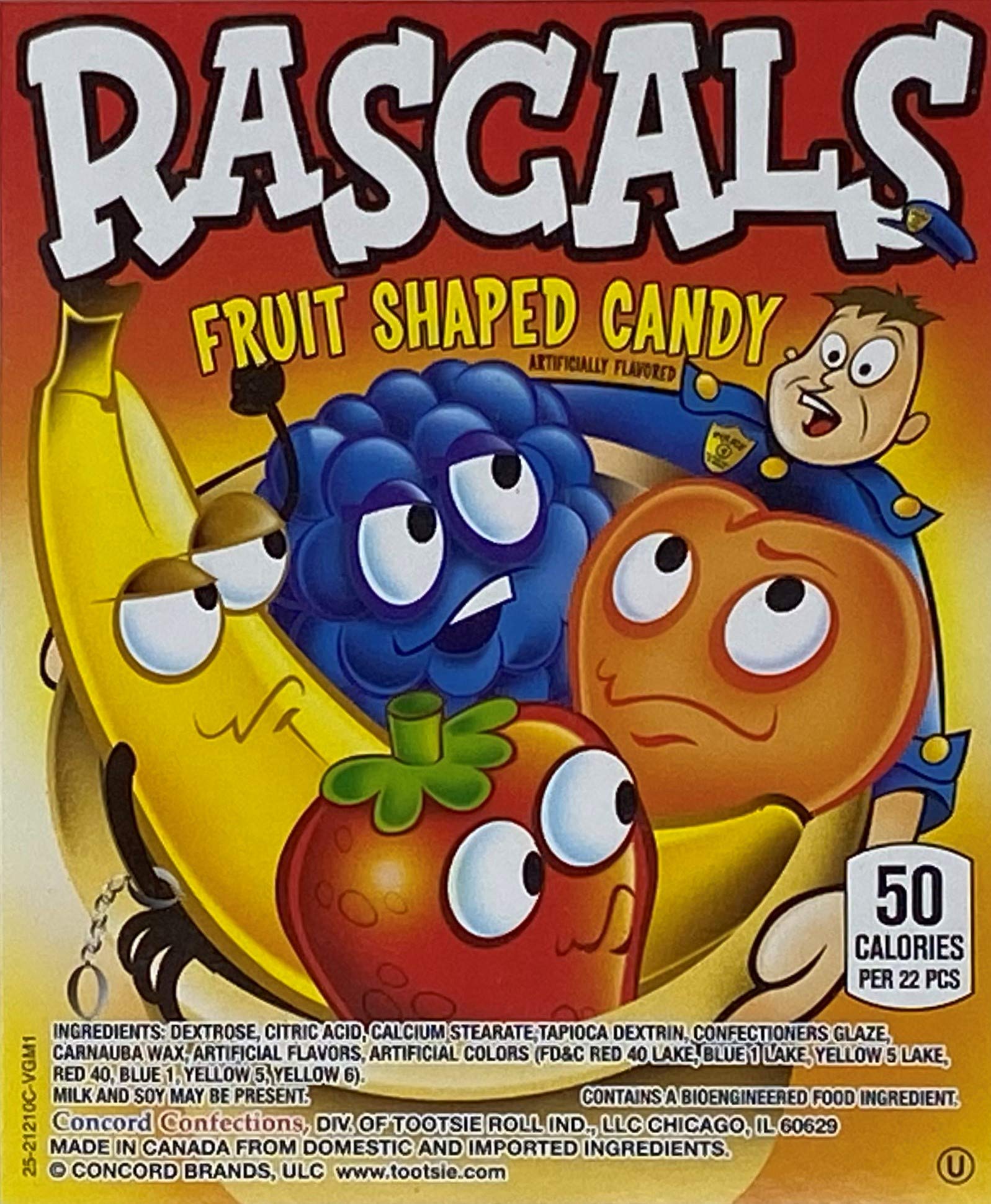 Rascals Hard Fruit Shaped Candy - 1 Pound Bulk Bag | Assorted Fruit Flavors for Parties, Halloween Treats & Candy Buffets