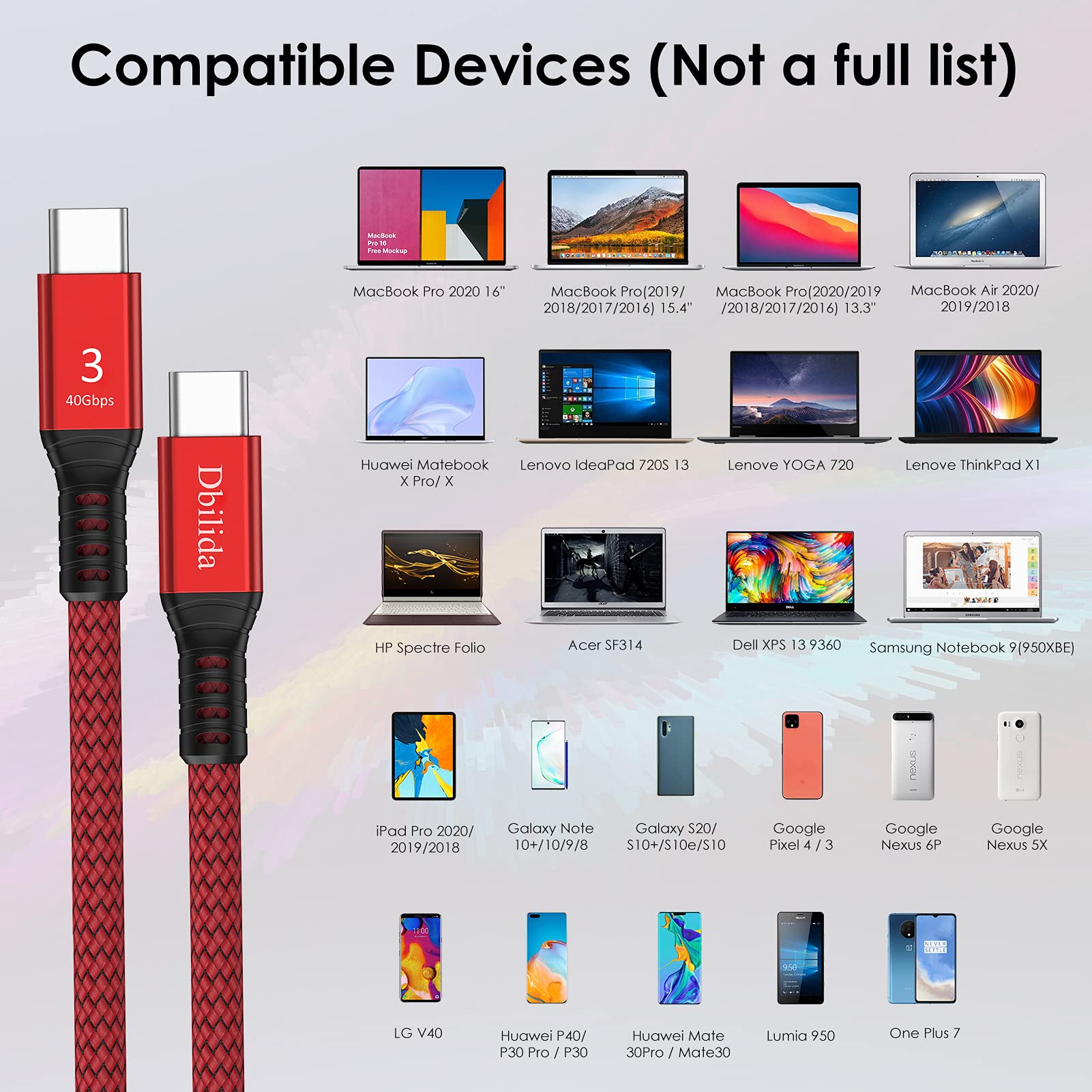 240W Thunderbolt 3 Cable 40Gbps 3.3ft - USB C to USB C PD 3.1 Fast Charging Cable - Supports 8K@60Hz, 5K@60Hz, 4K@144Hz & Dual 4K Display - Compatible with iPhone 15/Pro/Max, MacBook Pro, eGPU, Docking Stations, SSD Drives - Perfect for Home Office, Gaming & Professional Video Editing